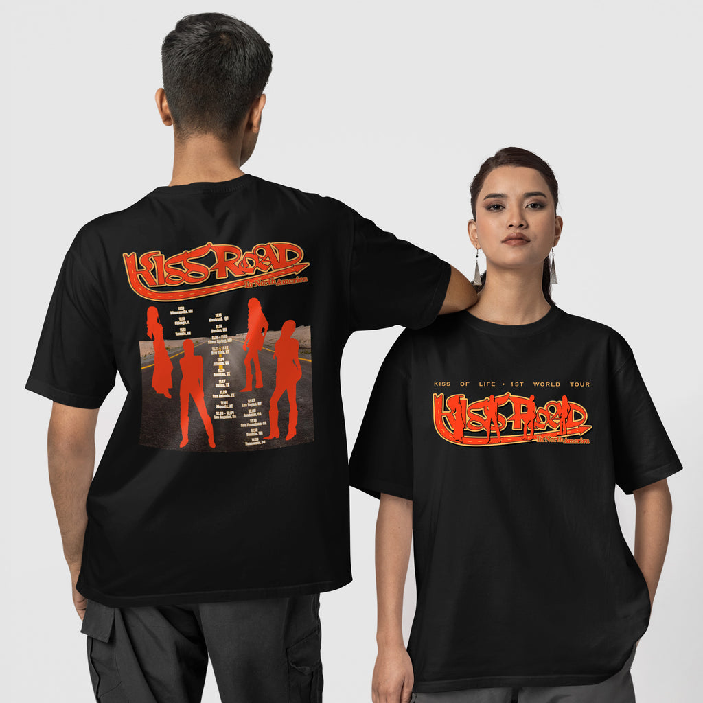 Kiss Of Life Kiss Road T-Shirt - Couple 1 view, Y2K kpop concert tee