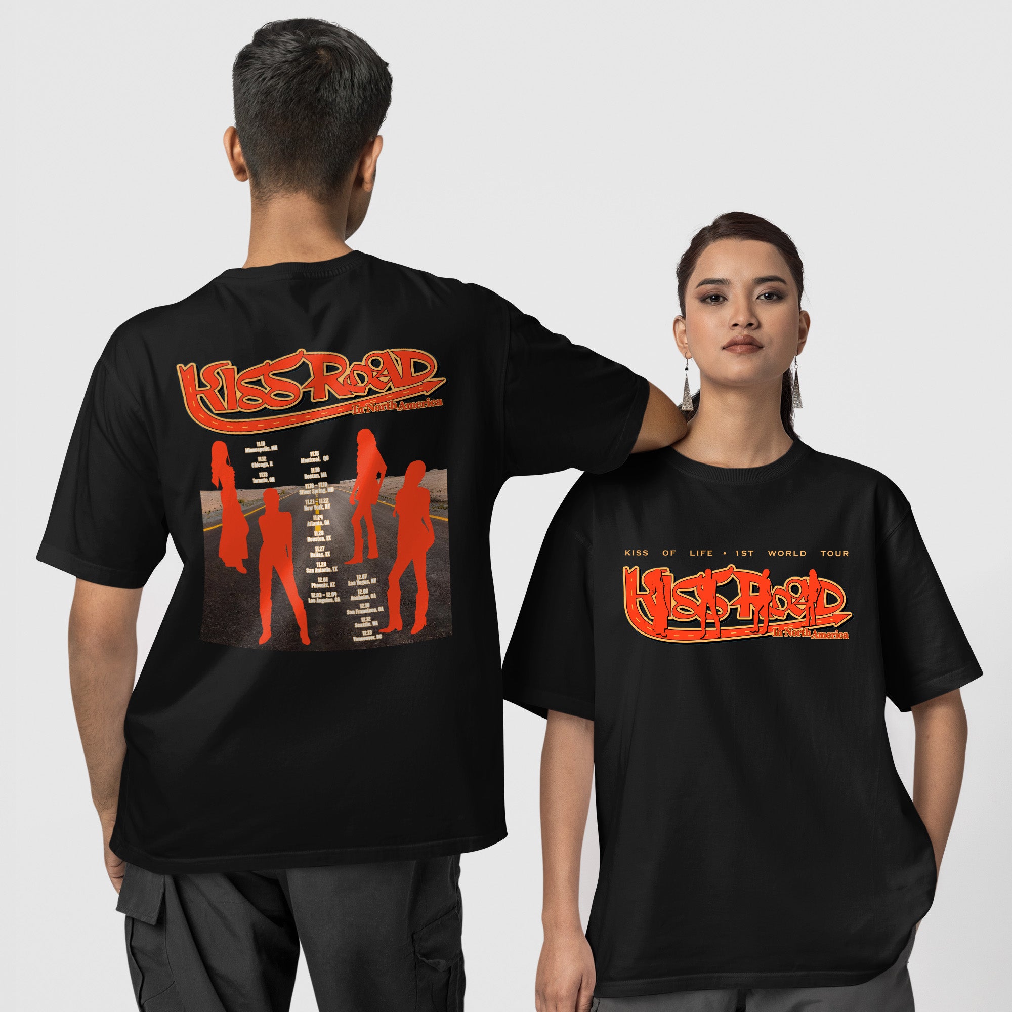 Kiss Of Life Kiss Road T-Shirt - Couple 1 view, Y2K kpop concert tee