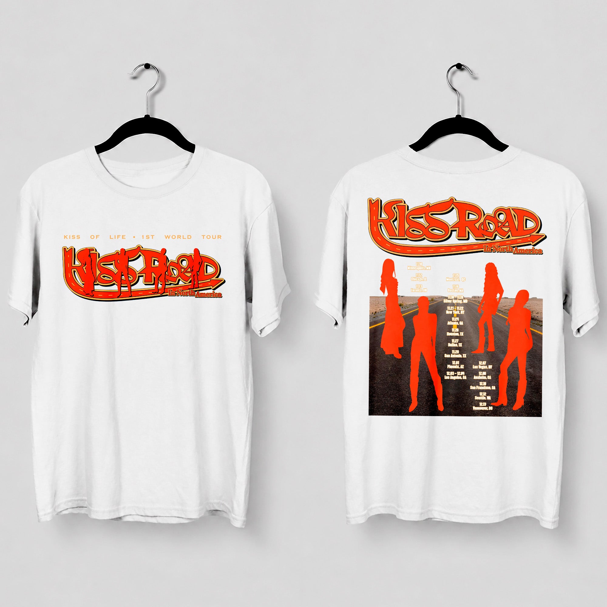 Kiss Of Life Kiss Road T-Shirt - Main view, Y2K kpop concert tee