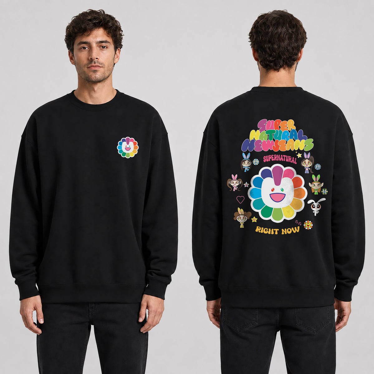 NewJeans Supernatural Right Now Sweatshirt - Men view, Y2K kpop concert sweatshirt