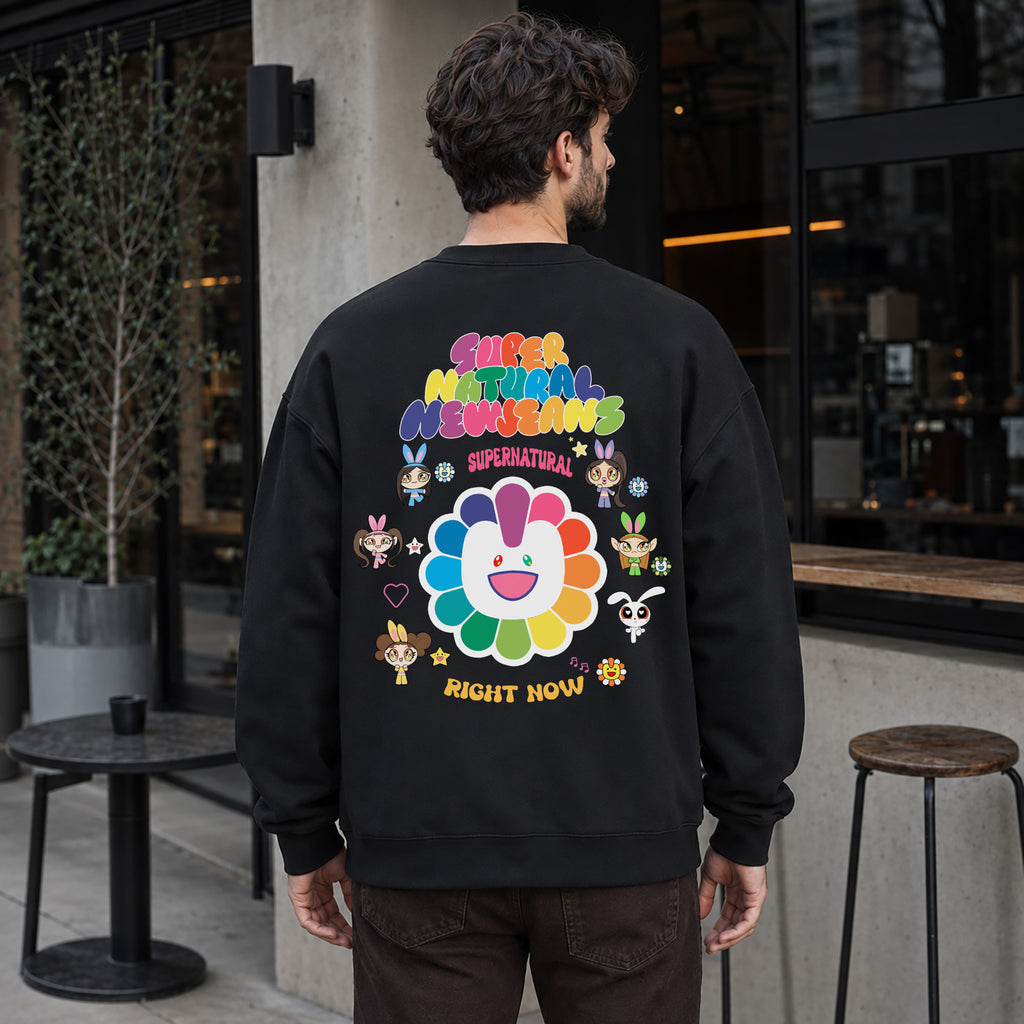 NewJeans Supernatural Right Now Sweatshirt - Men Back view, Y2K kpop concert sweatshirt