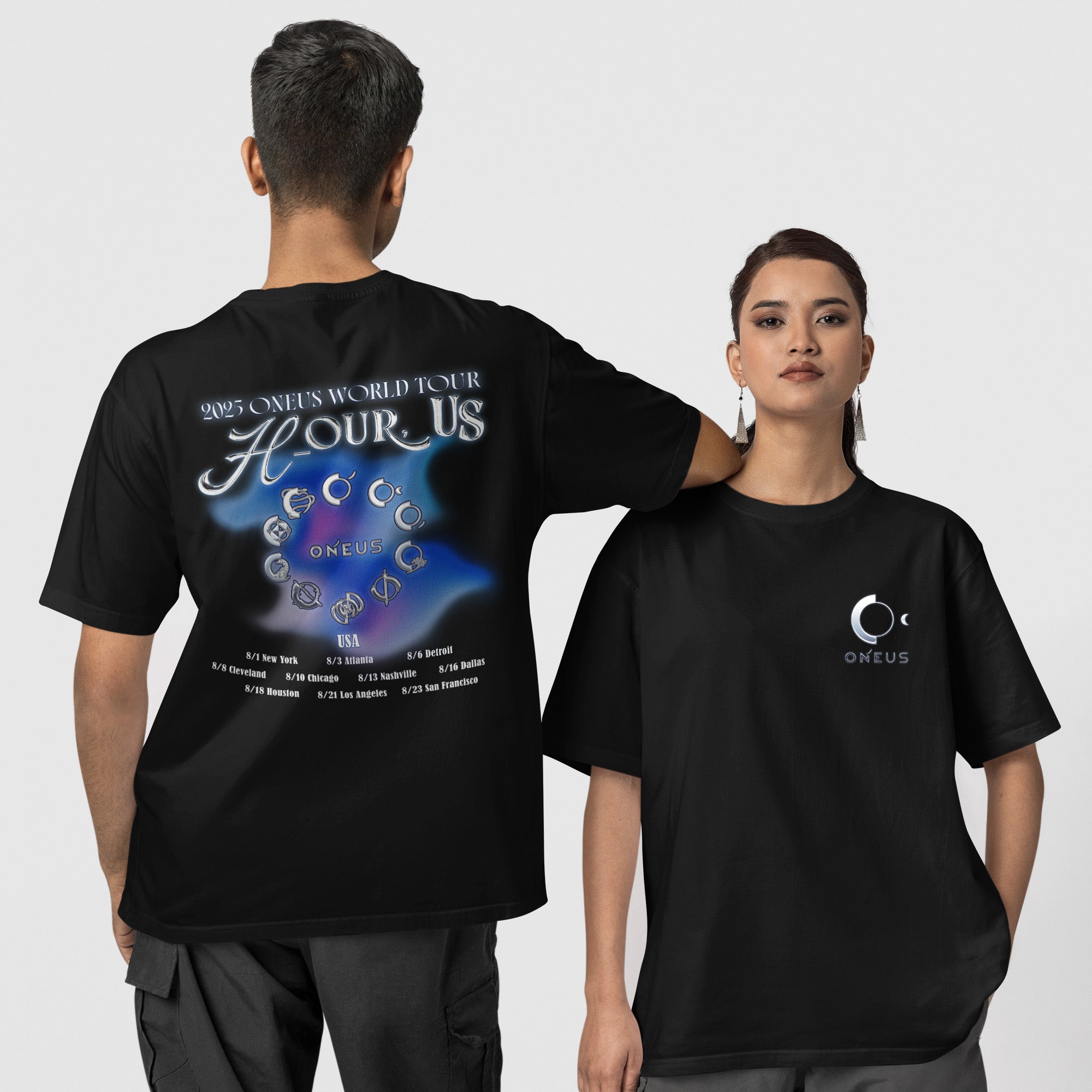ONEUS World Tour Hour Us in USA T-Shirt - Couple 1 view, Y2K kpop concert tee