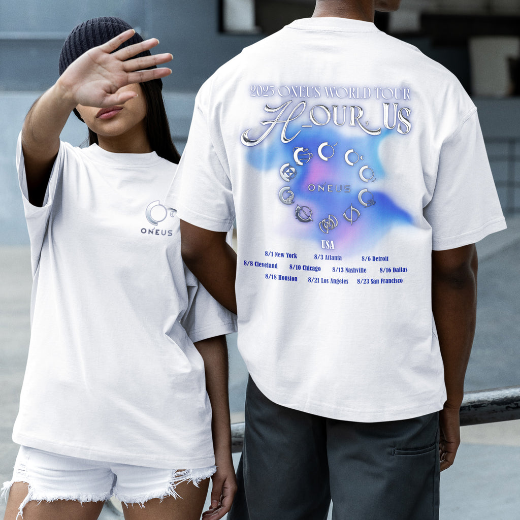 ONEUS World Tour Hour Us in USA T-Shirt - Couple 2 view, Y2K kpop concert tee