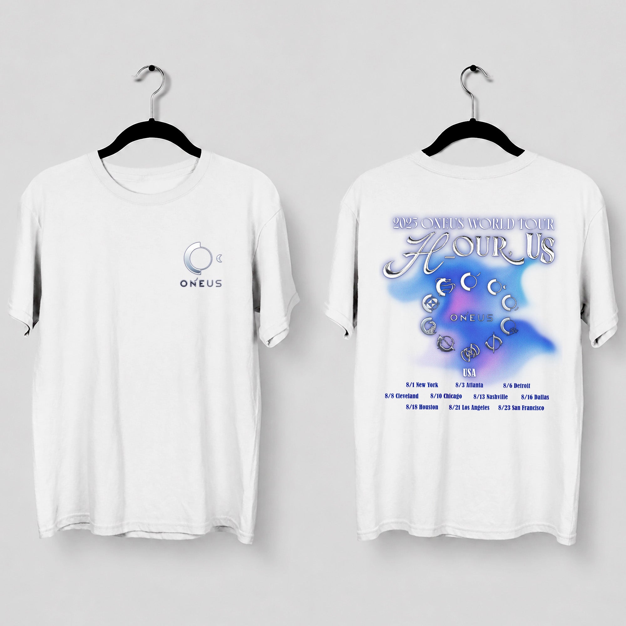 ONEUS World Tour Hour Us in USA T-Shirt - Main view, Y2K kpop concert tee