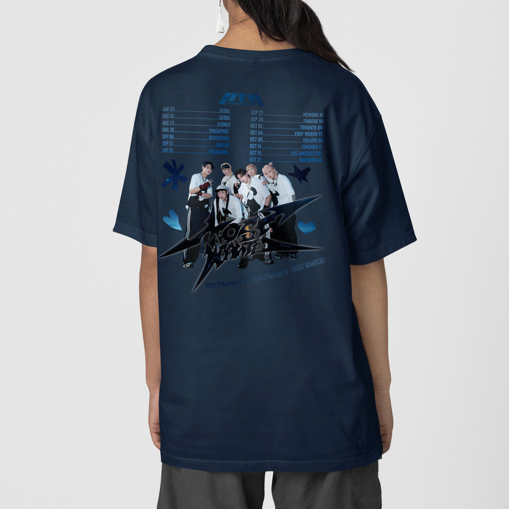 P1Harmony P1ustage H : Most Wanted Tour 2025 T-Shirt - Back view, Y2K kpop concert tee