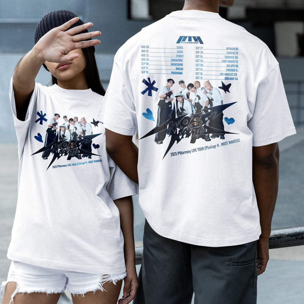 P1Harmony P1ustage H : Most Wanted Tour 2025 T-Shirt - Couple 2 view, Y2K kpop concert tee