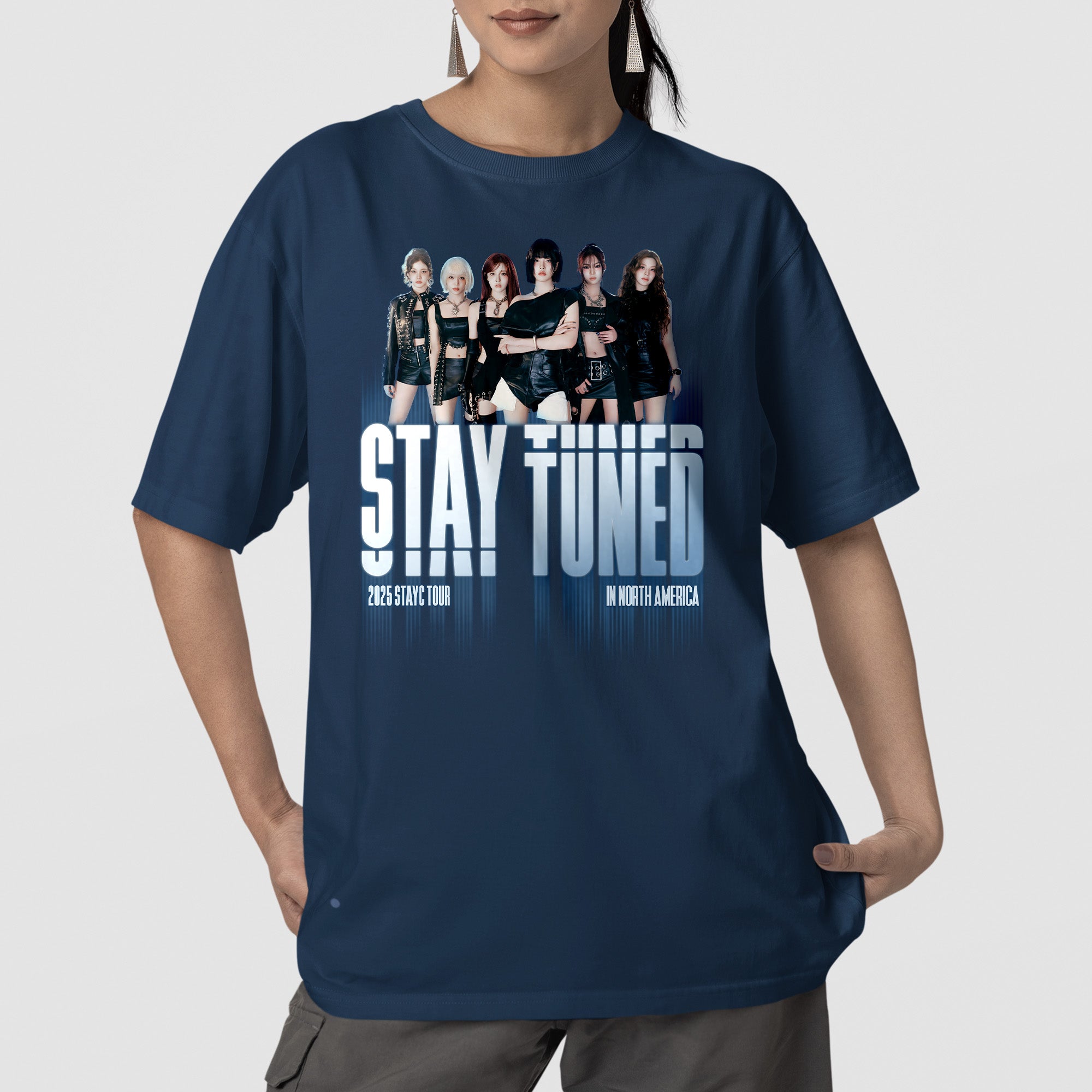 STAYC Tour In North America 2025 T-Shirt - Front view, Y2K kpop concert tee