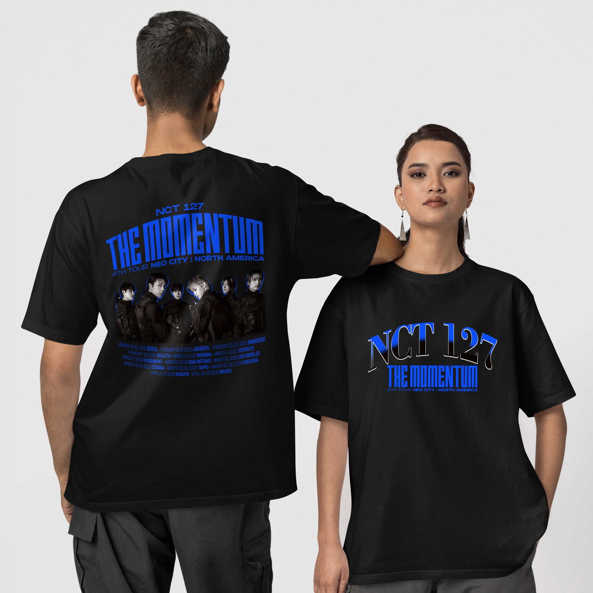 NCT 127 The Momentum Tour In US T-Shirt - Couple 1 view, Y2K kpop concert tee