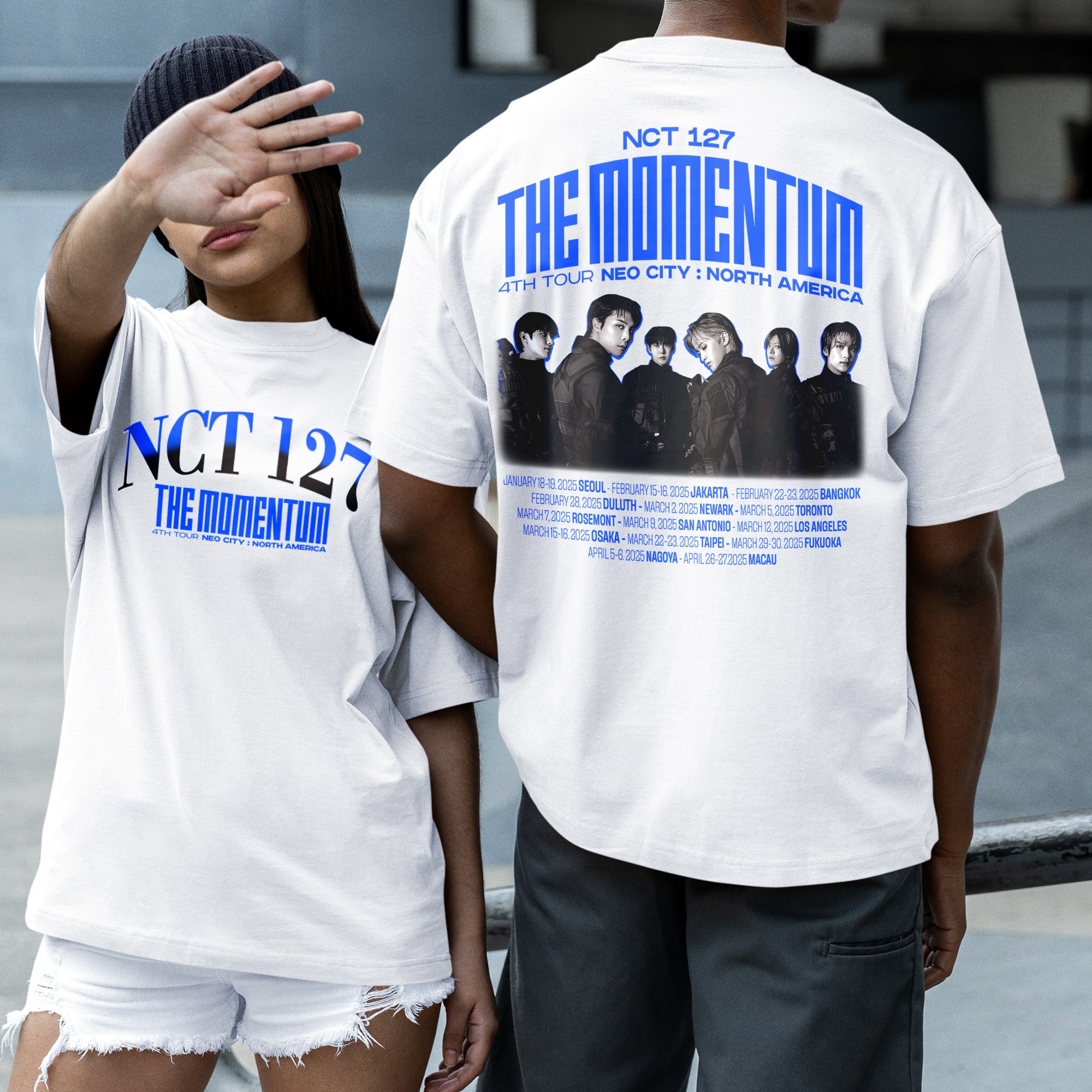 NCT 127 The Momentum Tour In US T-Shirt - Couple 2 view, Y2K kpop concert tee