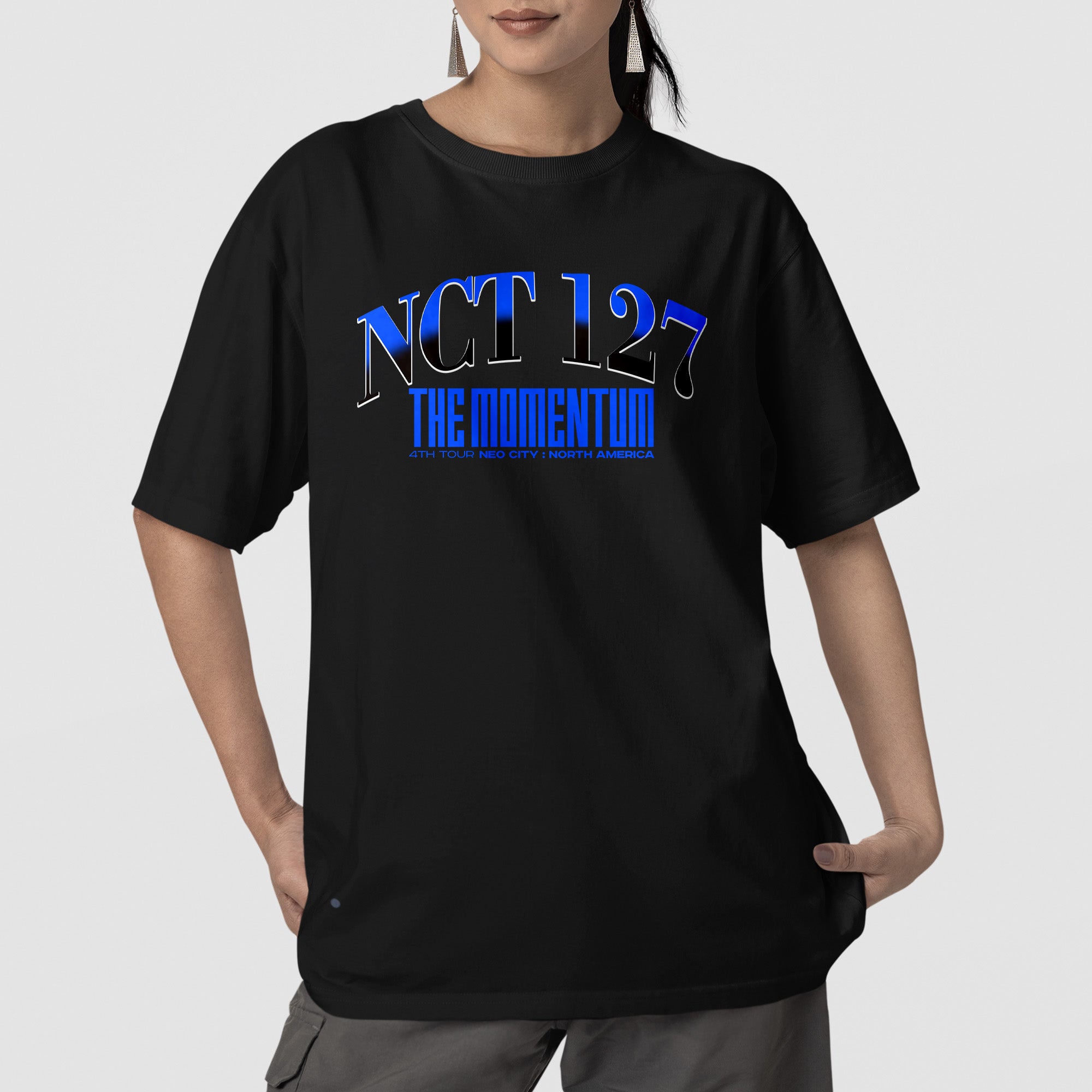 NCT 127 The Momentum Tour In US T-Shirt - Front view, Y2K kpop concert tee
