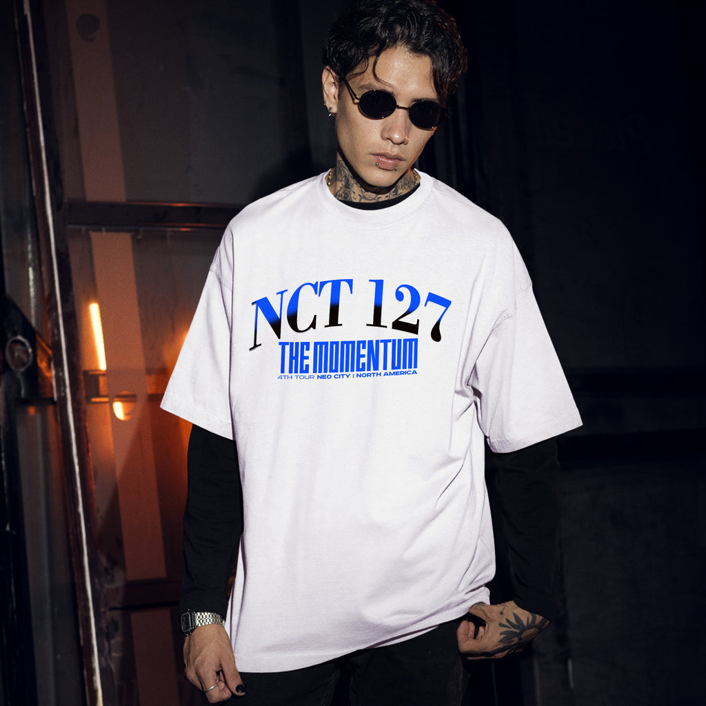 NCT 127 The Momentum Tour In US T-Shirt - Men Front view, Y2K kpop concert tee