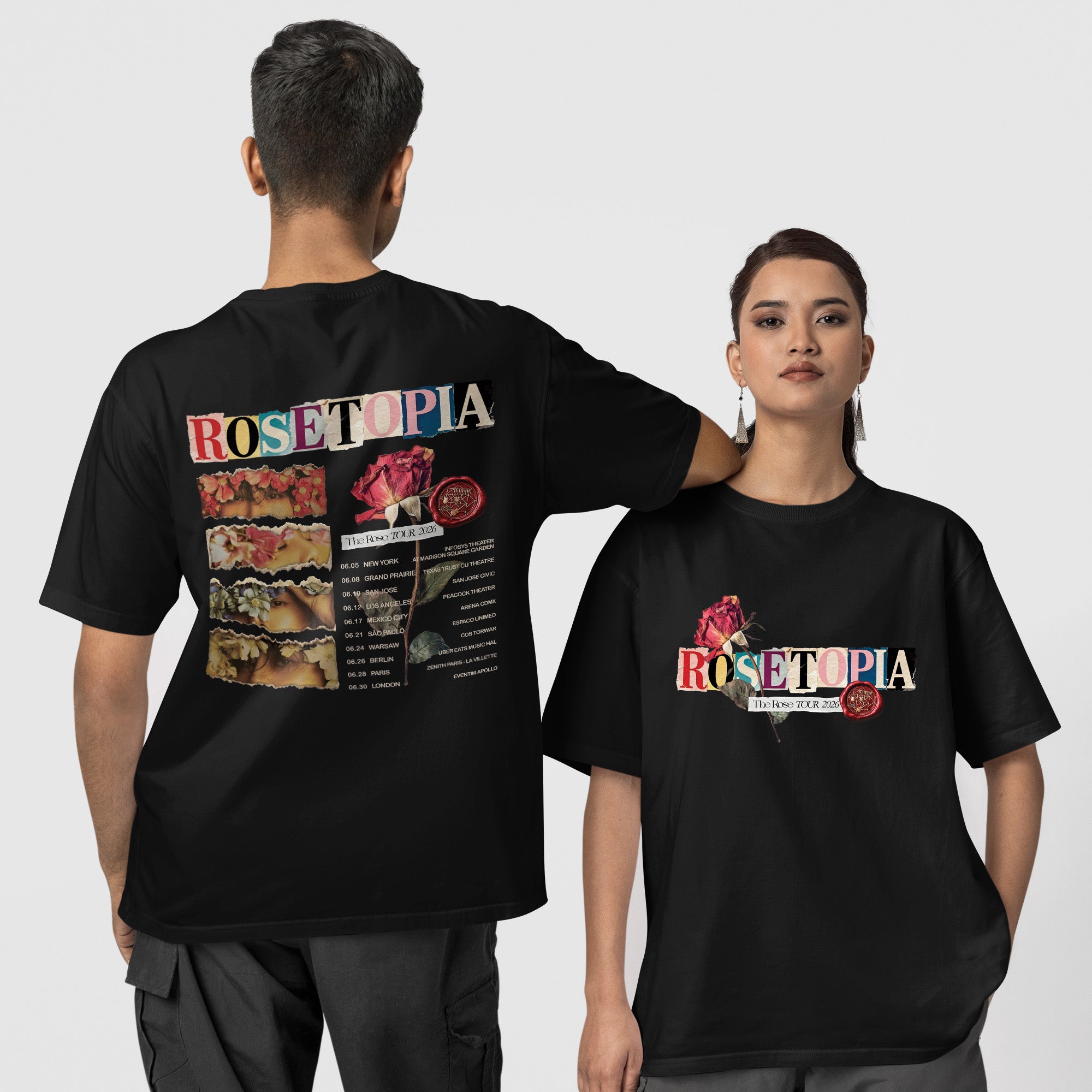 The Rose Tour 2026 T-Shirt - Couple 1 view, Y2K kpop concert tee