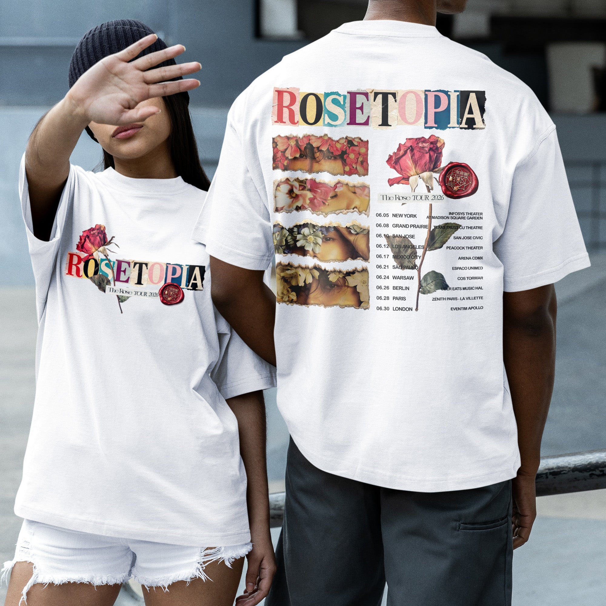 The Rose Tour 2026 T-Shirt - Couple 2 view, Y2K kpop concert tee