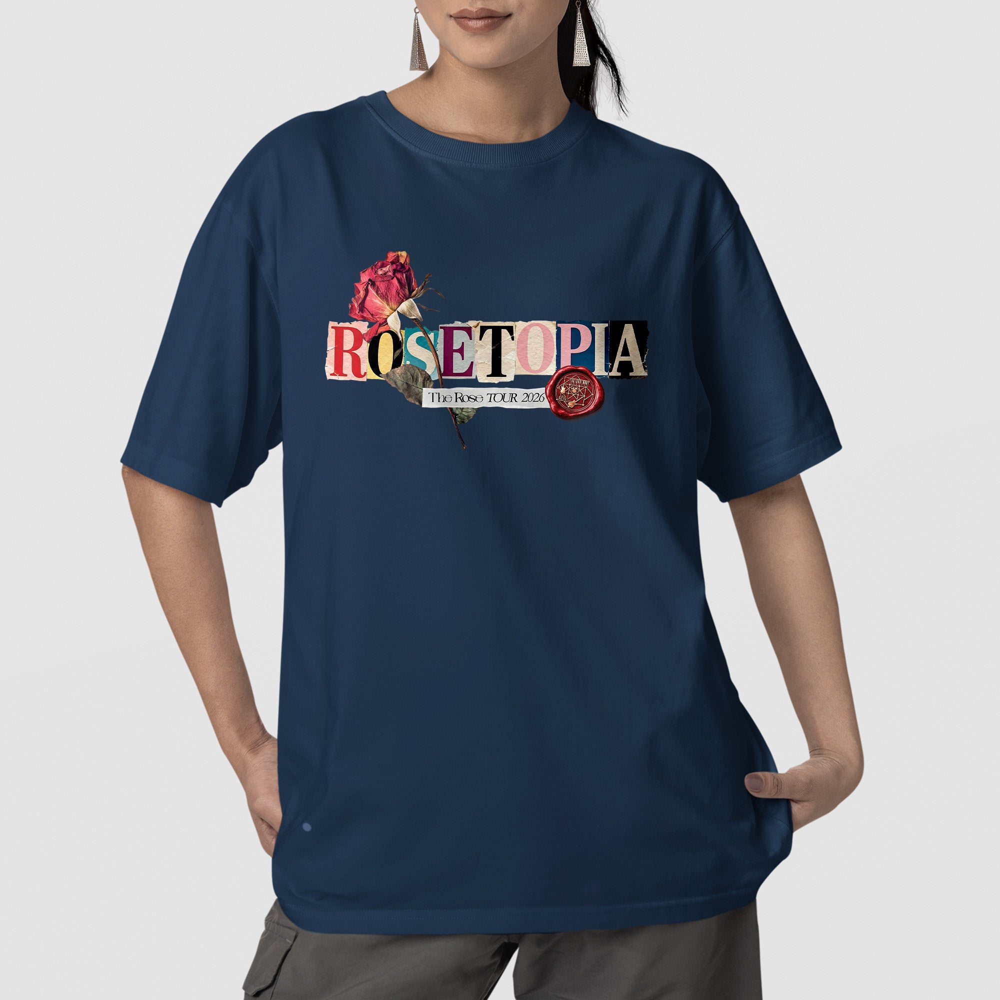 The Rose Tour 2026 T-Shirt - Front view, Y2K kpop concert tee