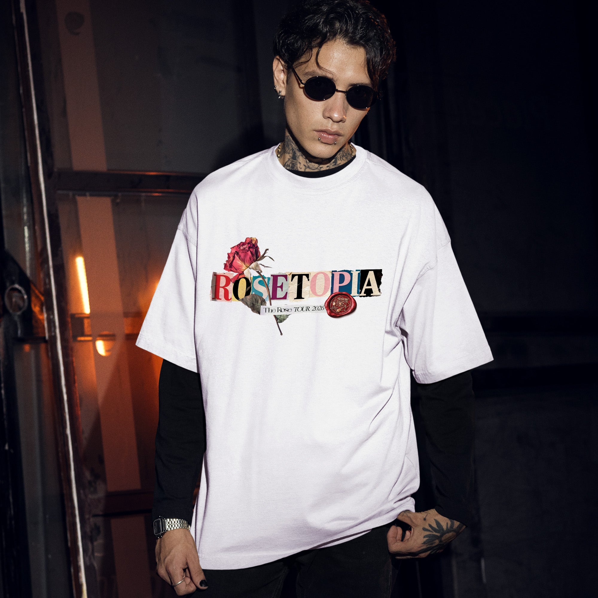 The Rose Tour 2026 T-Shirt - Men Front view, Y2K kpop concert tee