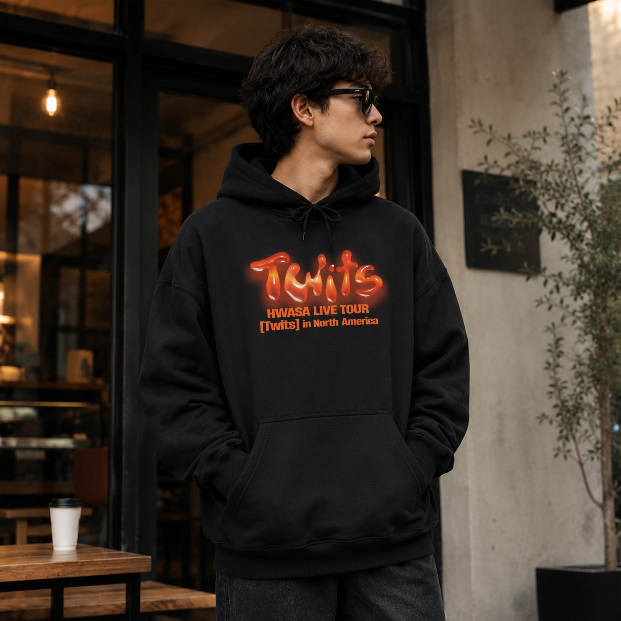 HWASA Twits World Tour 2025 Hoodie - Men Front view, Y2K kpop concert hoodie