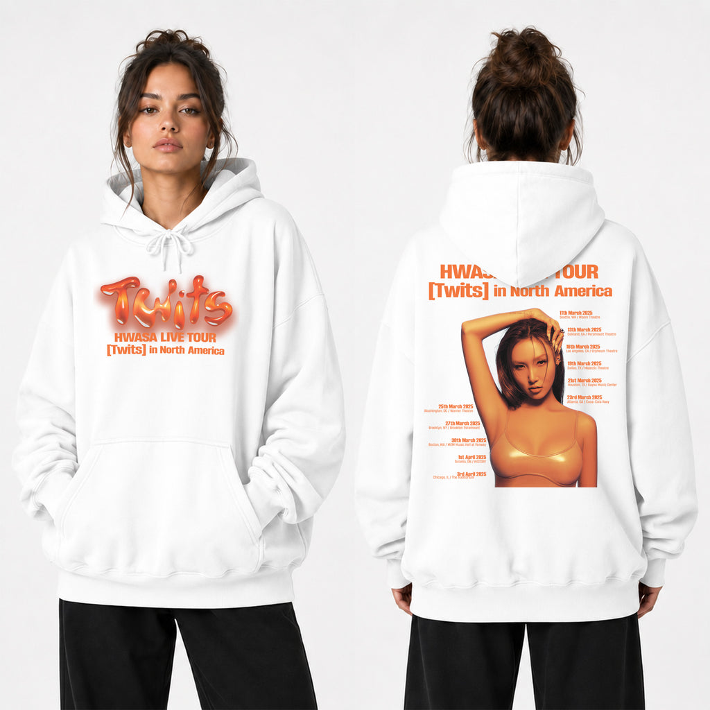 HWASA Twits World Tour 2025 Hoodie - Women view, Y2K kpop concert hoodie