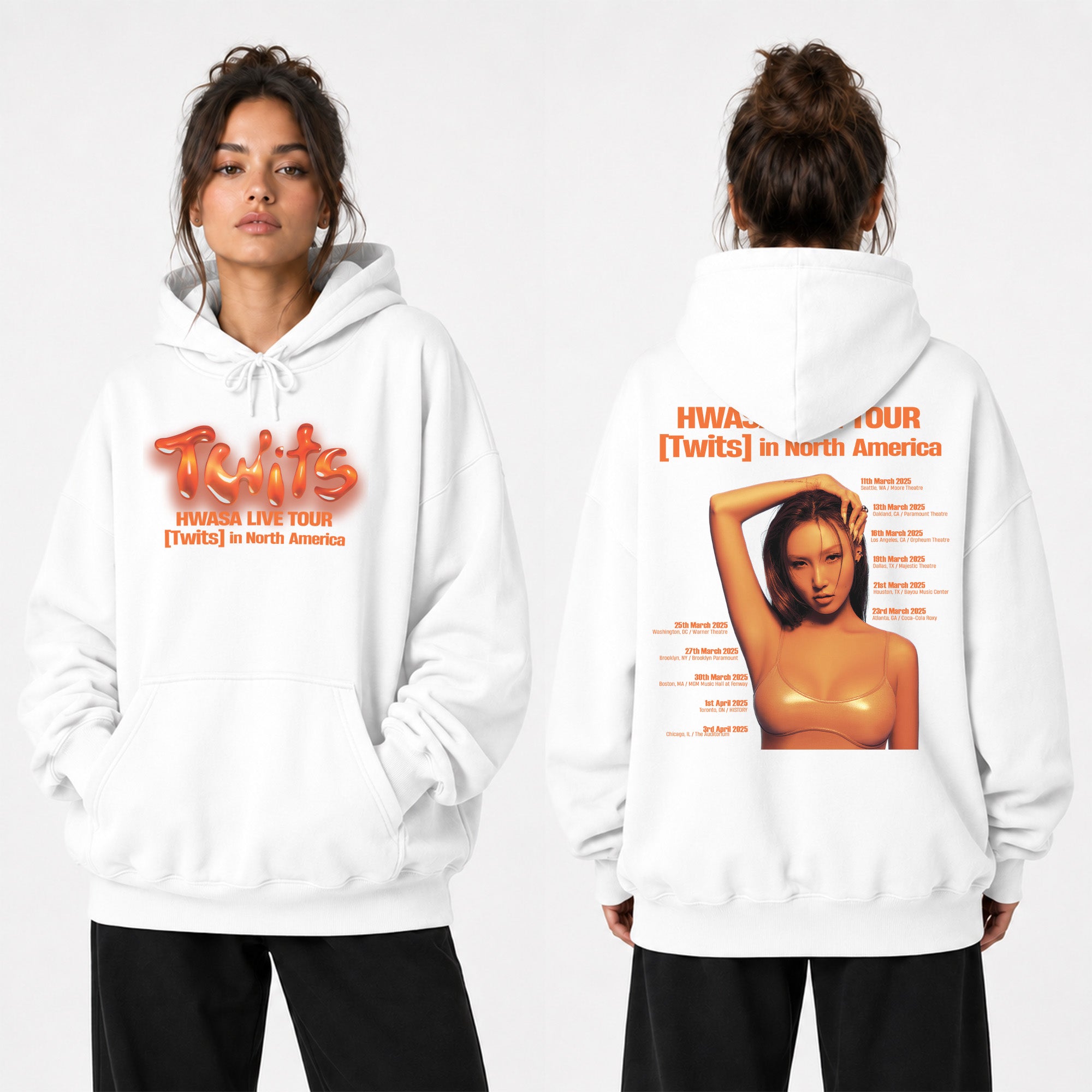 HWASA Twits World Tour 2025 Hoodie - Women view, Y2K kpop concert hoodie