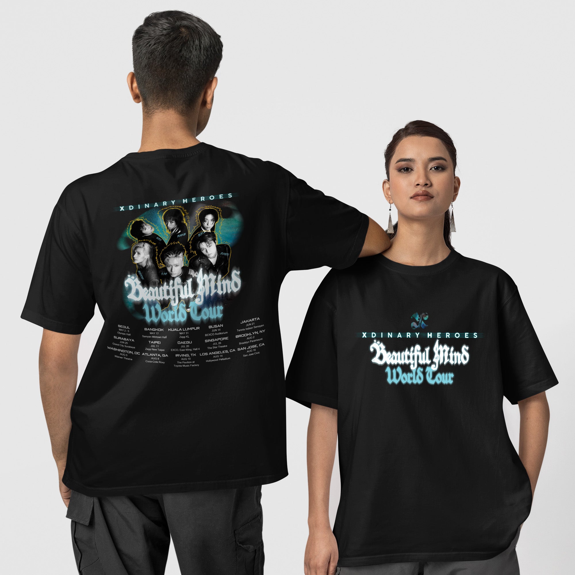XDINARY HEROES Beautiful Mind 2025 T-Shirt - Couple 1 view, Y2K kpop concert tee