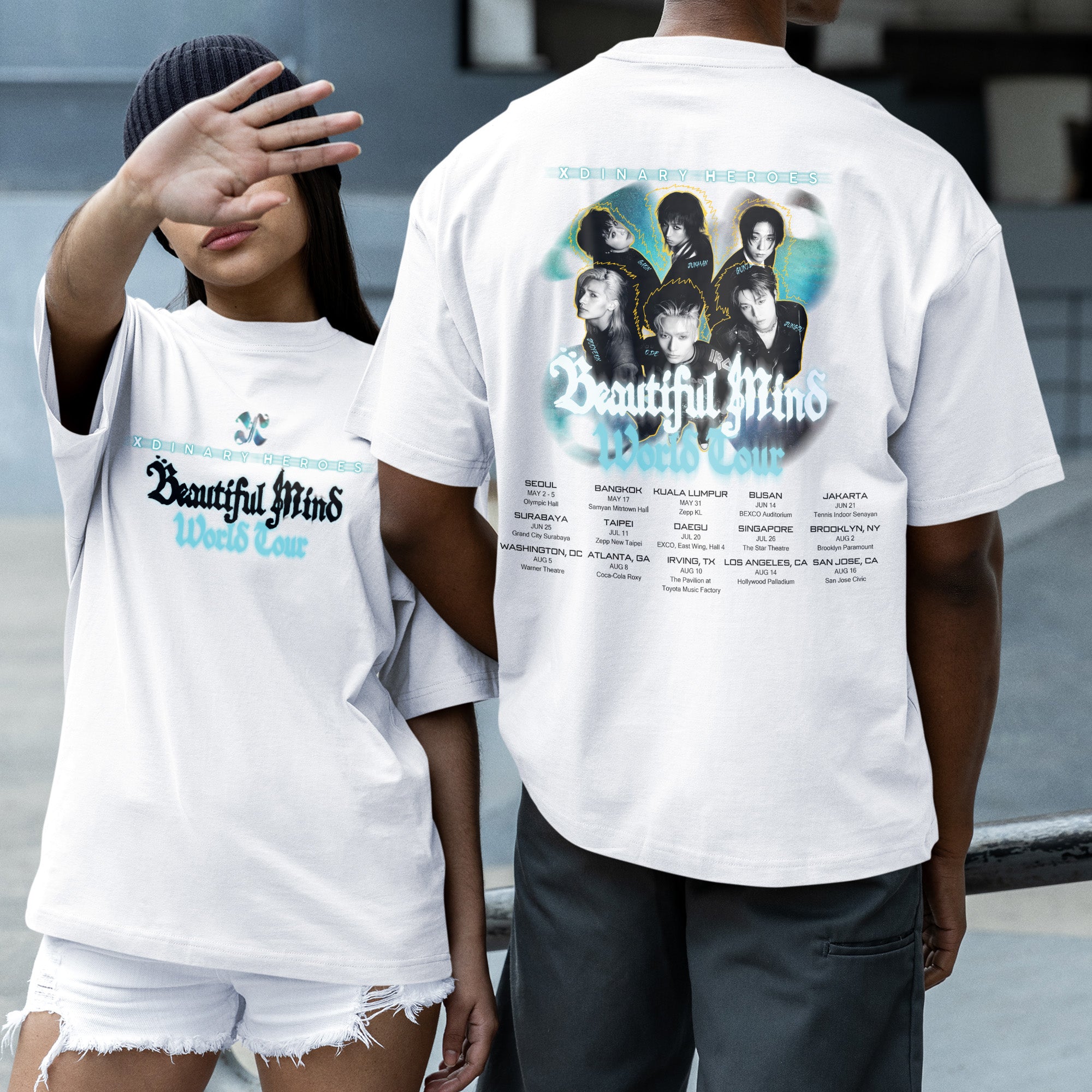 XDINARY HEROES Beautiful Mind 2025 T-Shirt - Couple 2 view, Y2K kpop concert tee