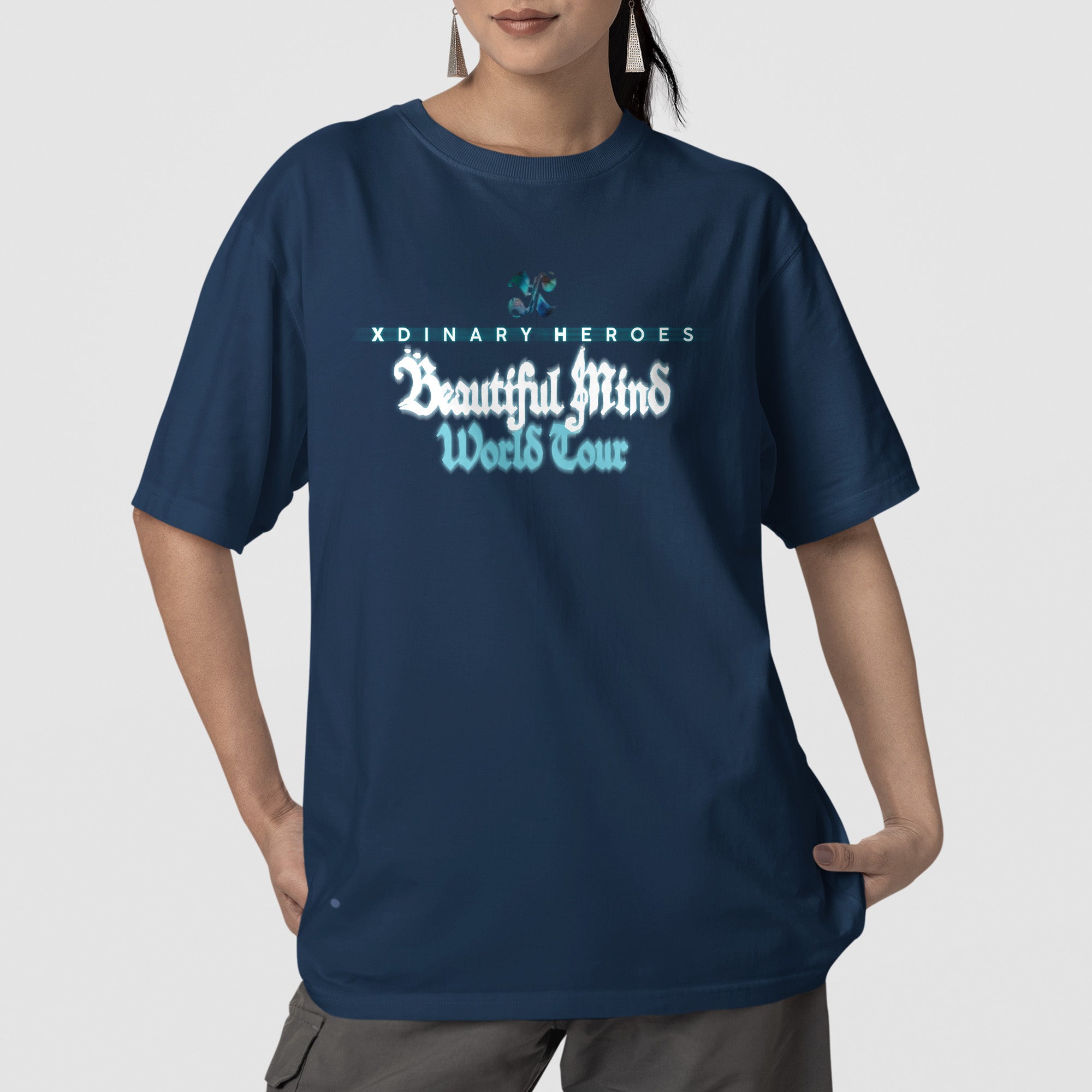 XDINARY HEROES Beautiful Mind 2025 T-Shirt - Front view, Y2K kpop concert tee
