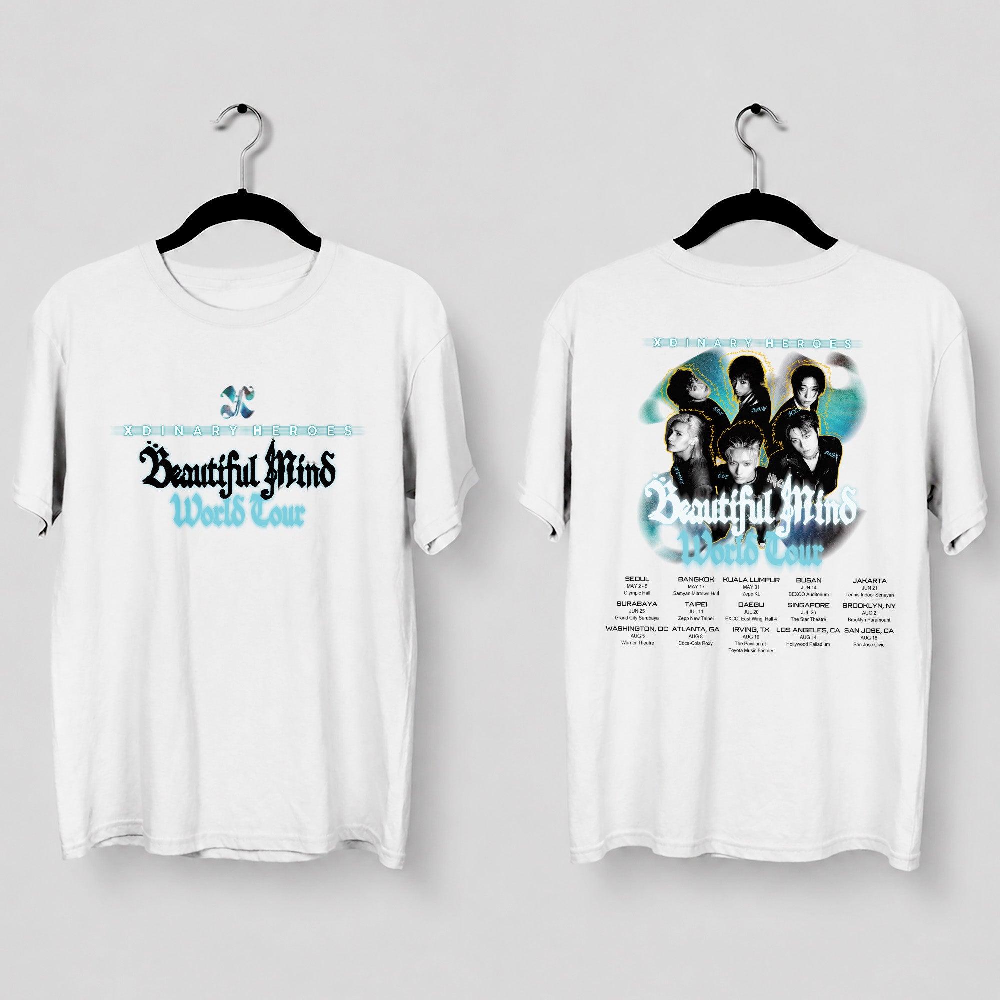 XDINARY HEROES Beautiful Mind 2025 T-Shirt - Main view, Y2K kpop concert tee