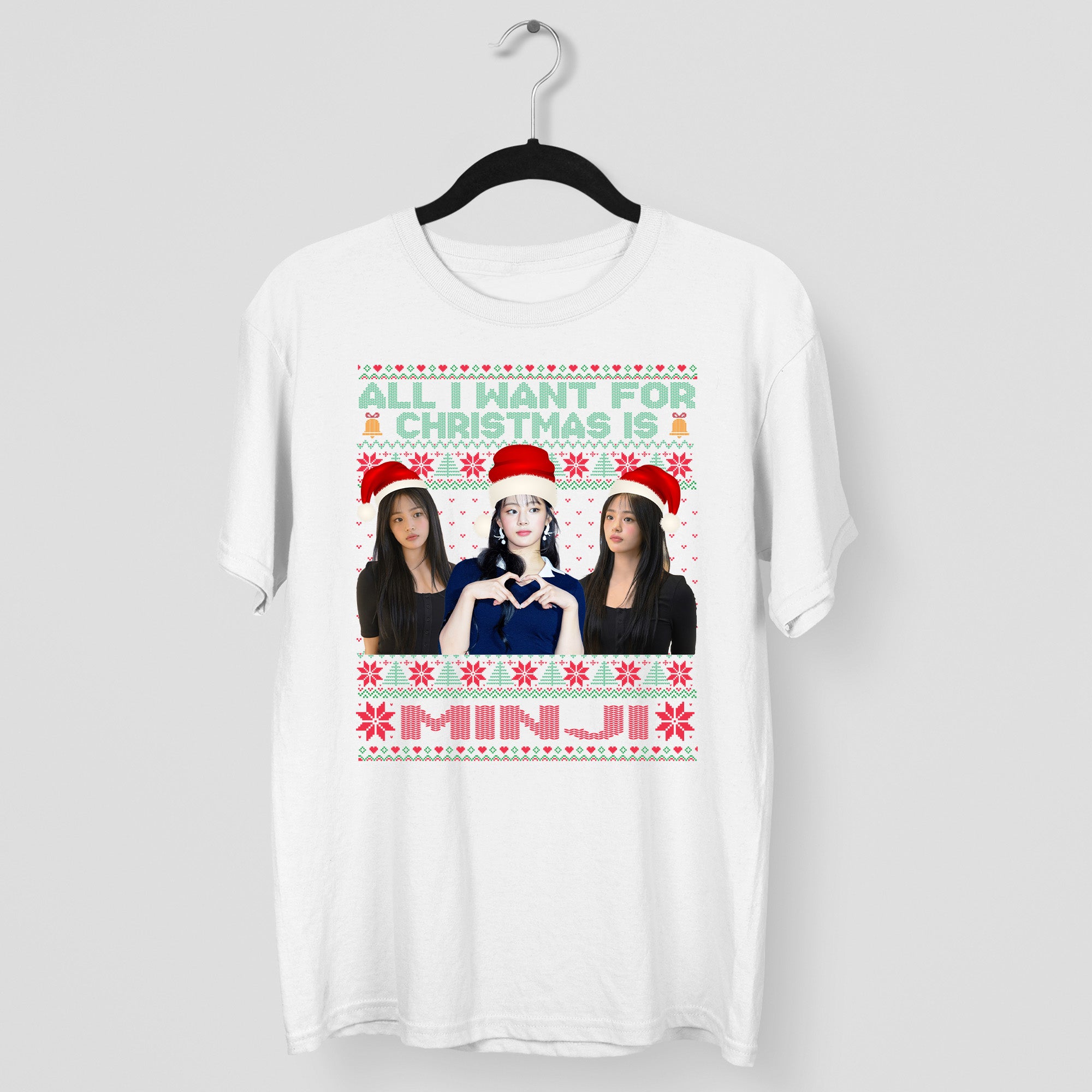 All You Want For Christmas Is Minji T-Shirt - Main view, Y2K kpop concert tee