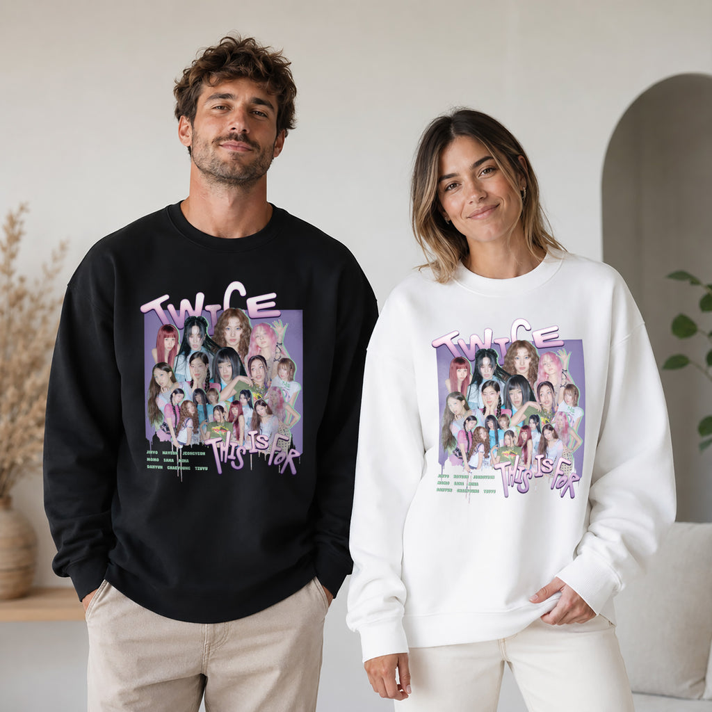 TWICE Graphic This Is For Sweatshirt - Couple view, Y2K kpop concert sweatshirt