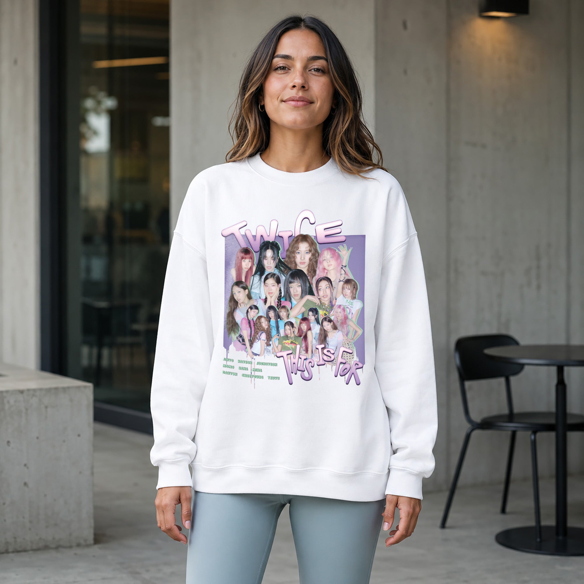 TWICE Graphic This Is For Sweatshirt - Women view, Y2K kpop concert sweatshirt