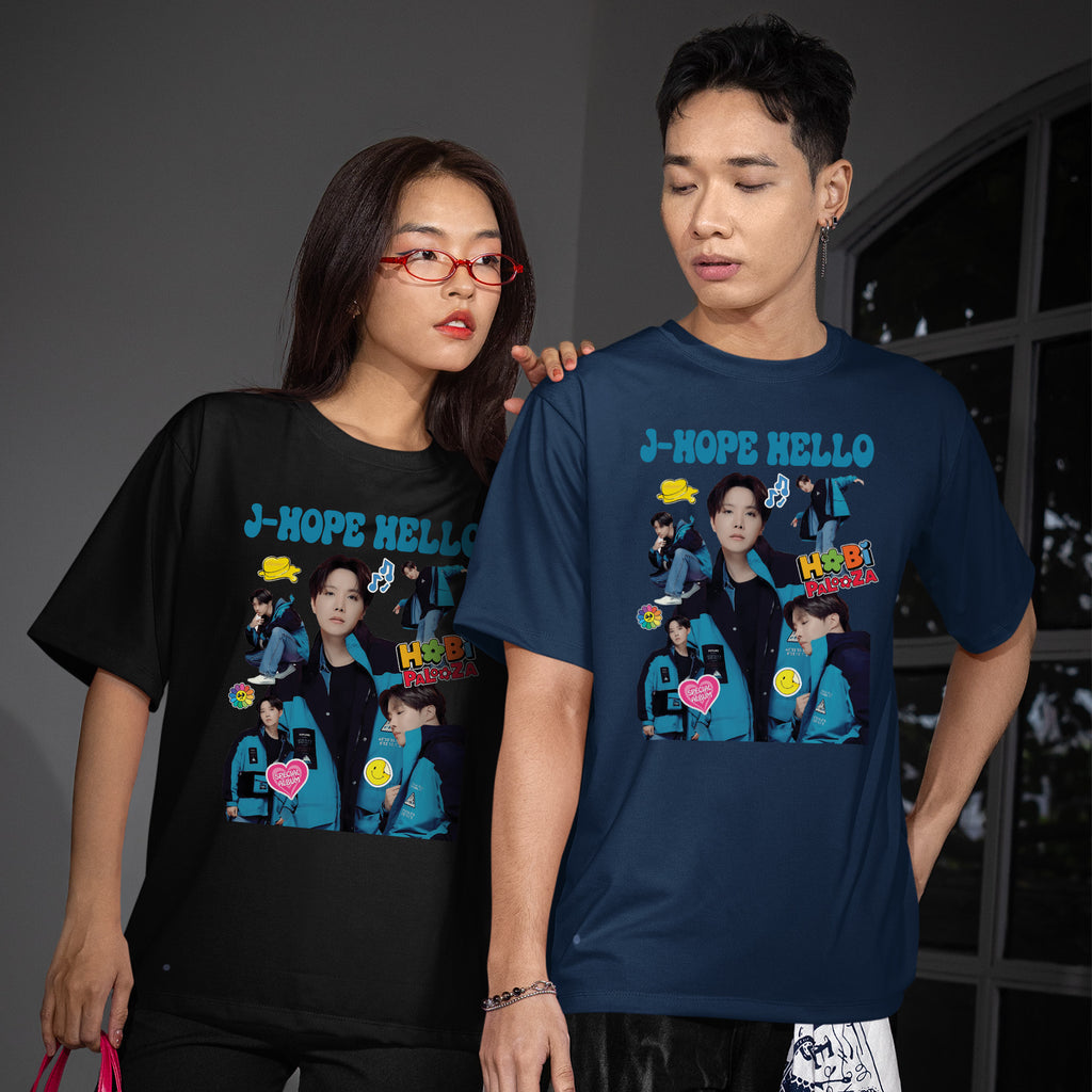 BTS J-Hope Hello Hobipalooza T-Shirt - Couple view, Y2K kpop concert tee
