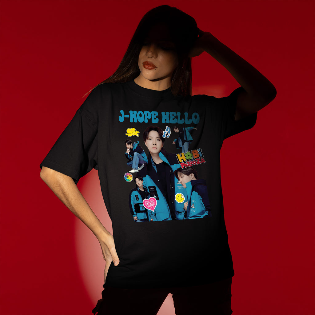 BTS J-Hope Hello Hobipalooza T-Shirt - Women view, Y2K kpop concert tee