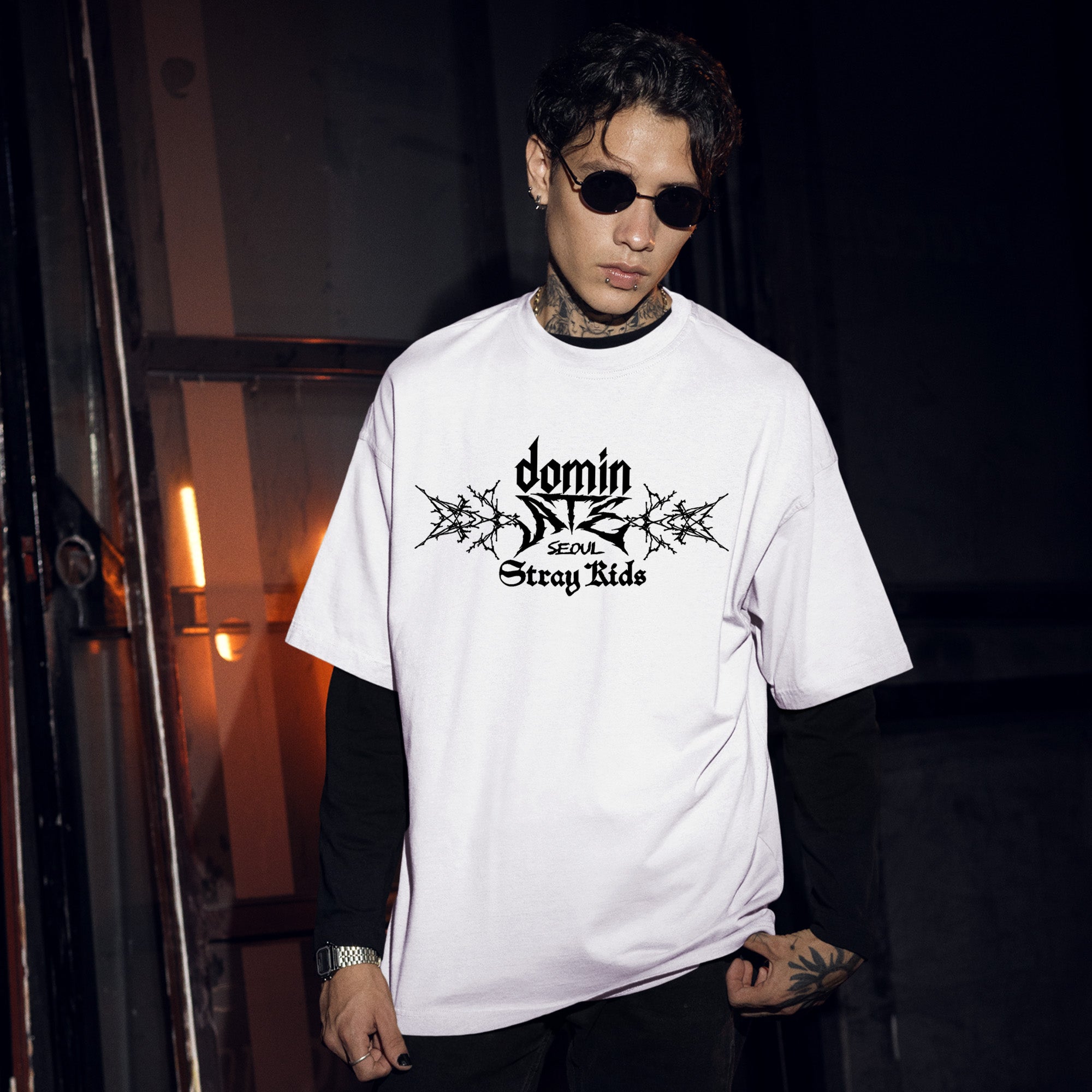 Stray Kids Seoul DominATE T-Shirt - Men Front view, Y2K kpop concert tee