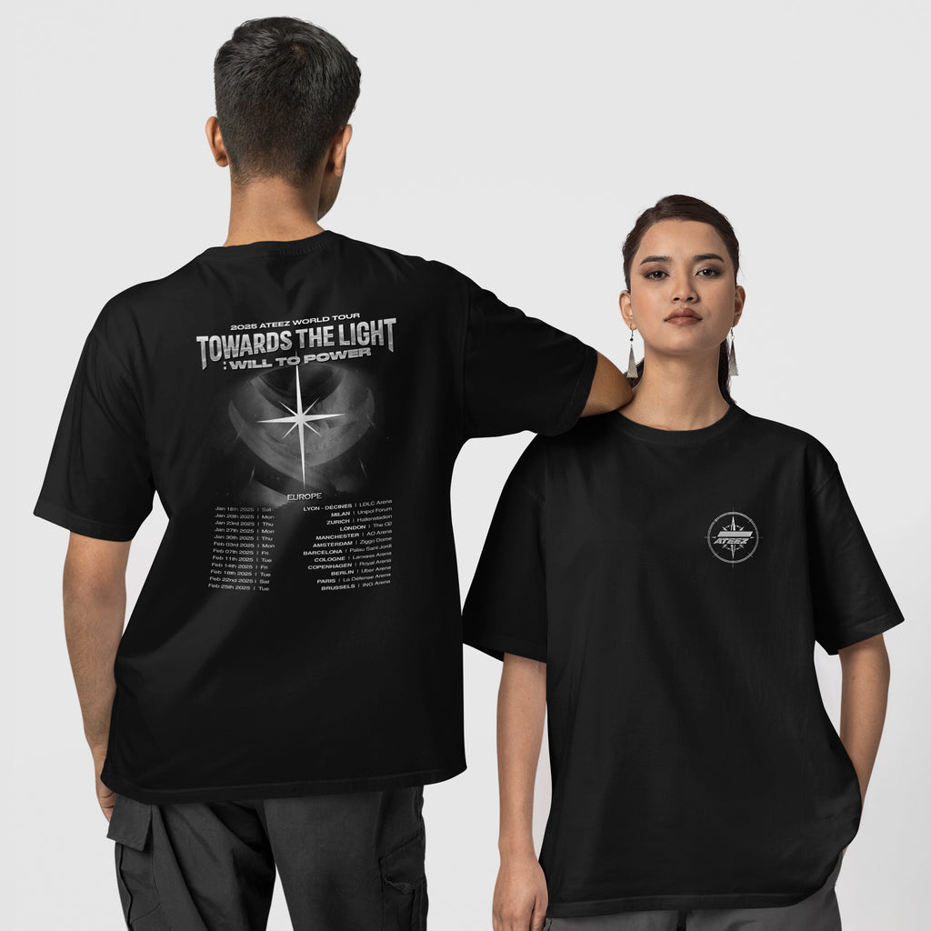 ATEEZ World Tour 2025 in EU T-Shirt - Couple 1 view, Y2K kpop concert tee