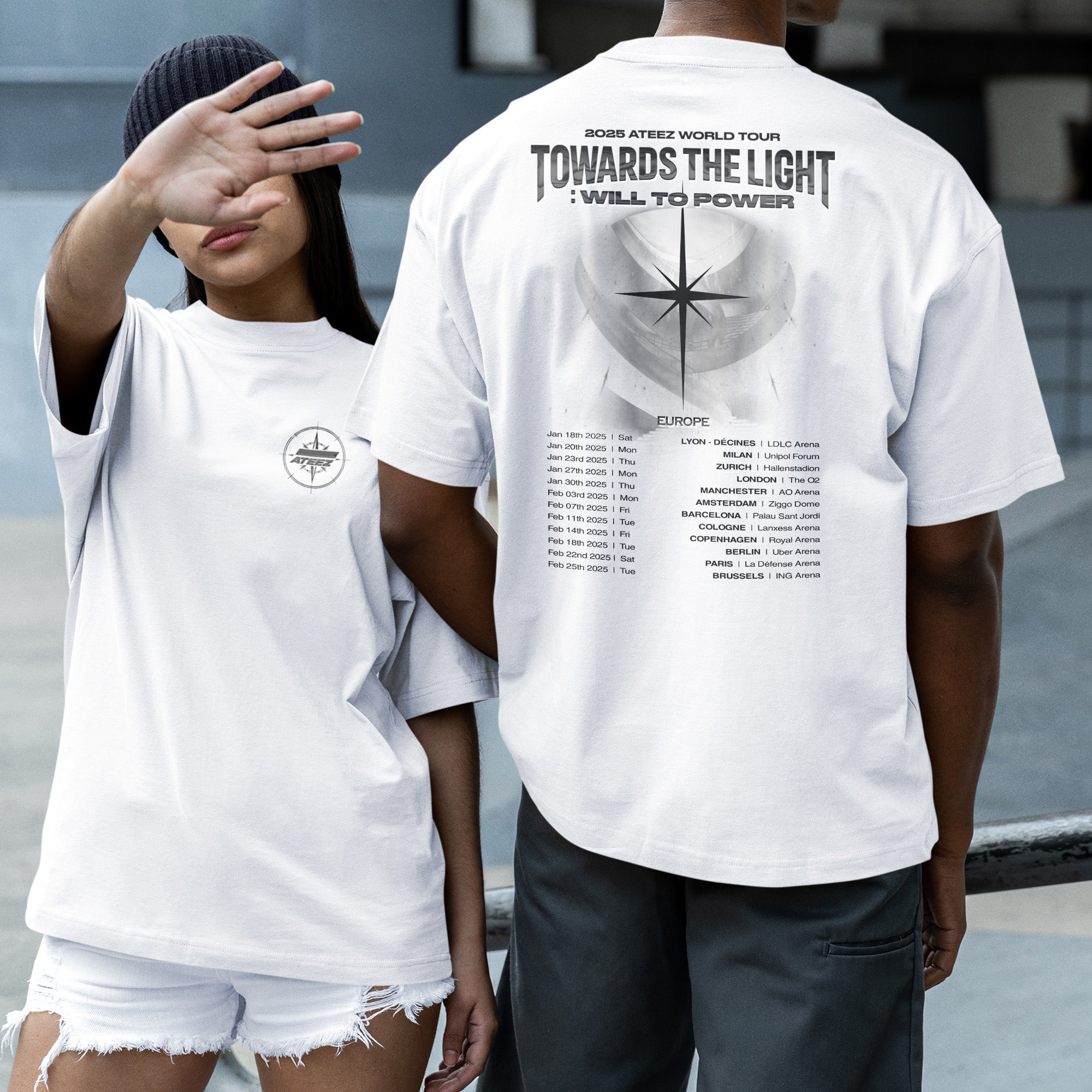 ATEEZ World Tour 2025 in EU T-Shirt - Couple 2 view, Y2K kpop concert tee