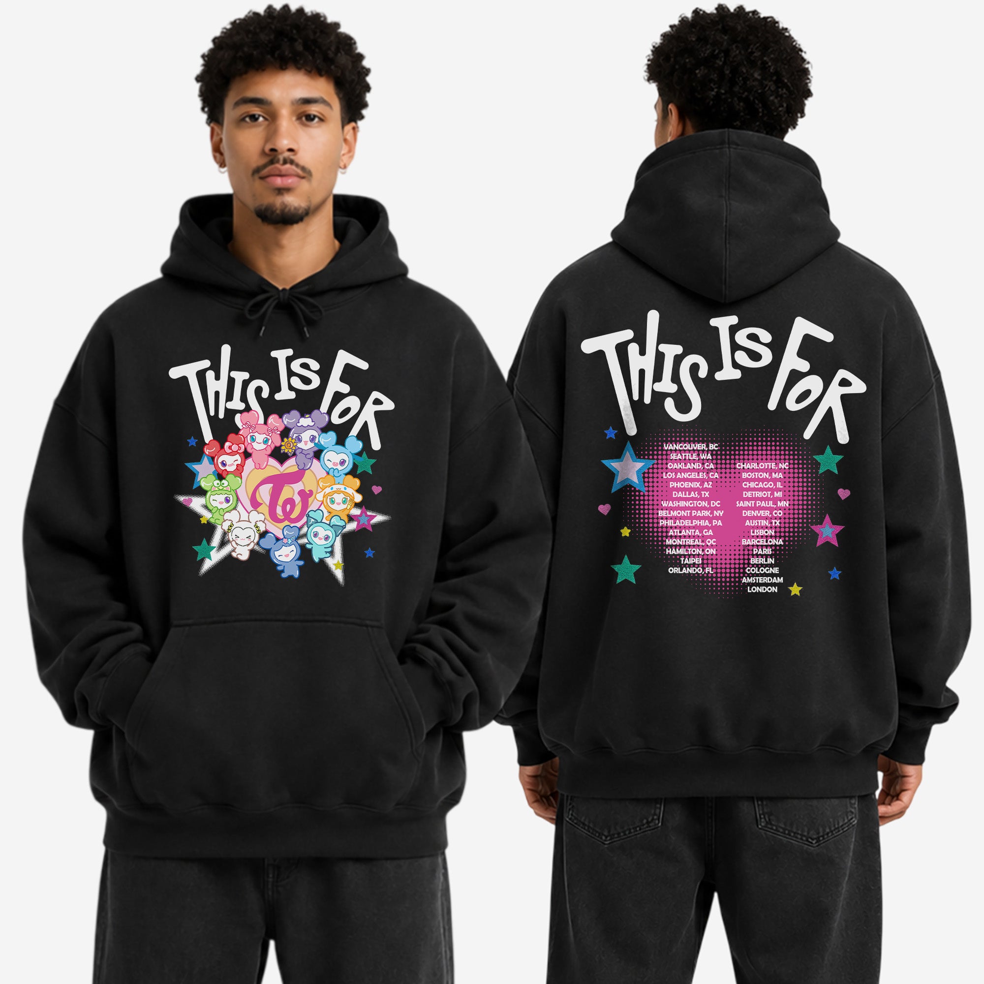 TWICE Graphic Lovelys This Is For Concert Hoodie - Men view, Y2K kpop concert hoodie