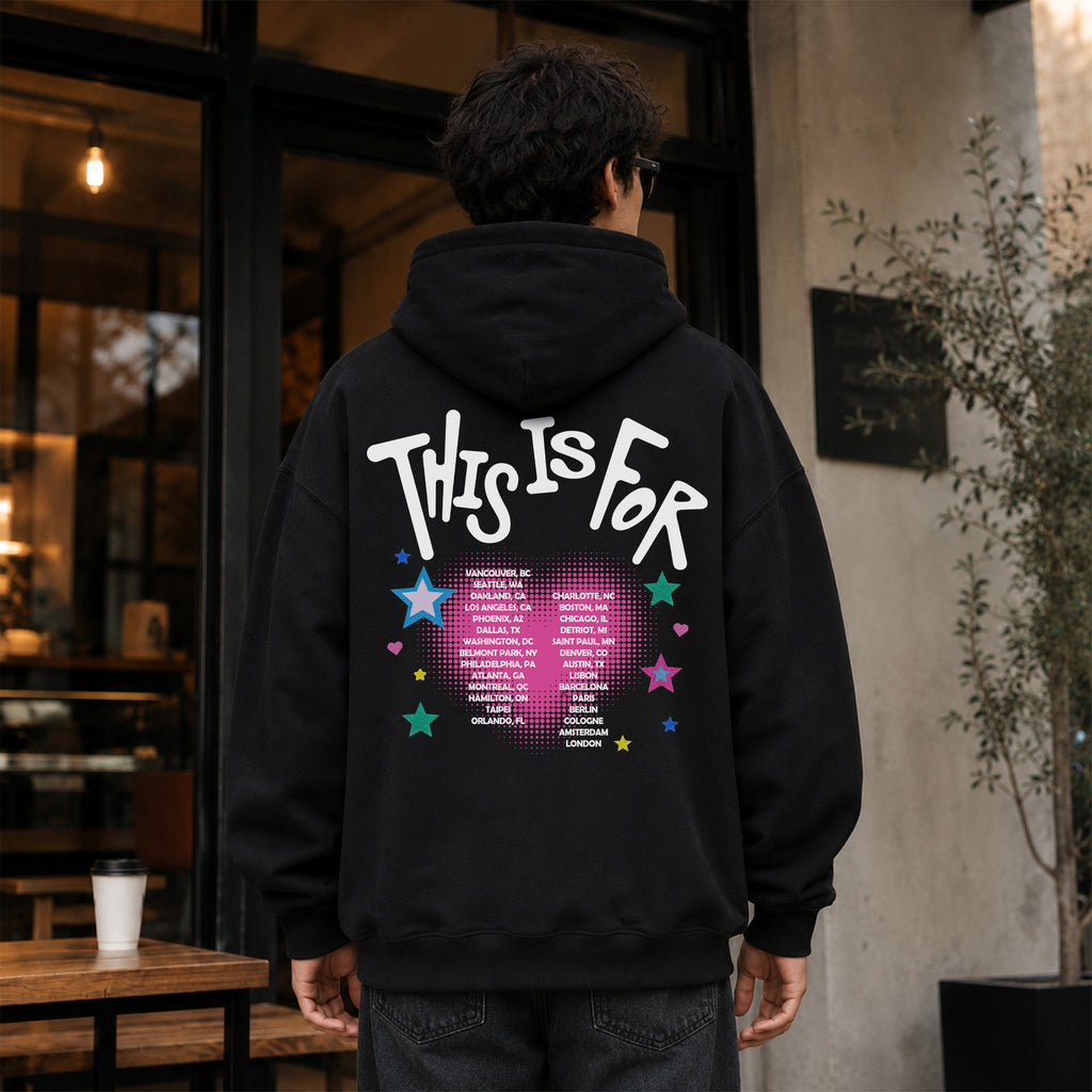 TWICE Graphic Lovelys This Is For Concert Hoodie - Men Back view, Y2K kpop concert hoodie
