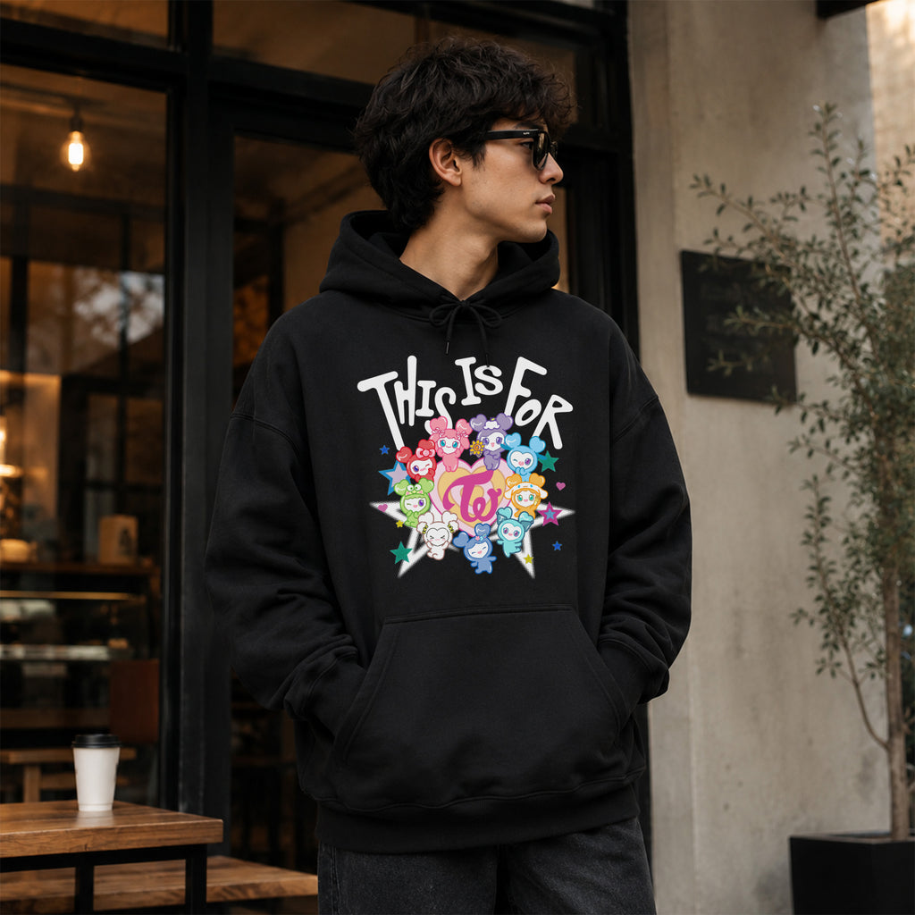 TWICE Graphic Lovelys This Is For Concert Hoodie - Men Front view, Y2K kpop concert hoodie