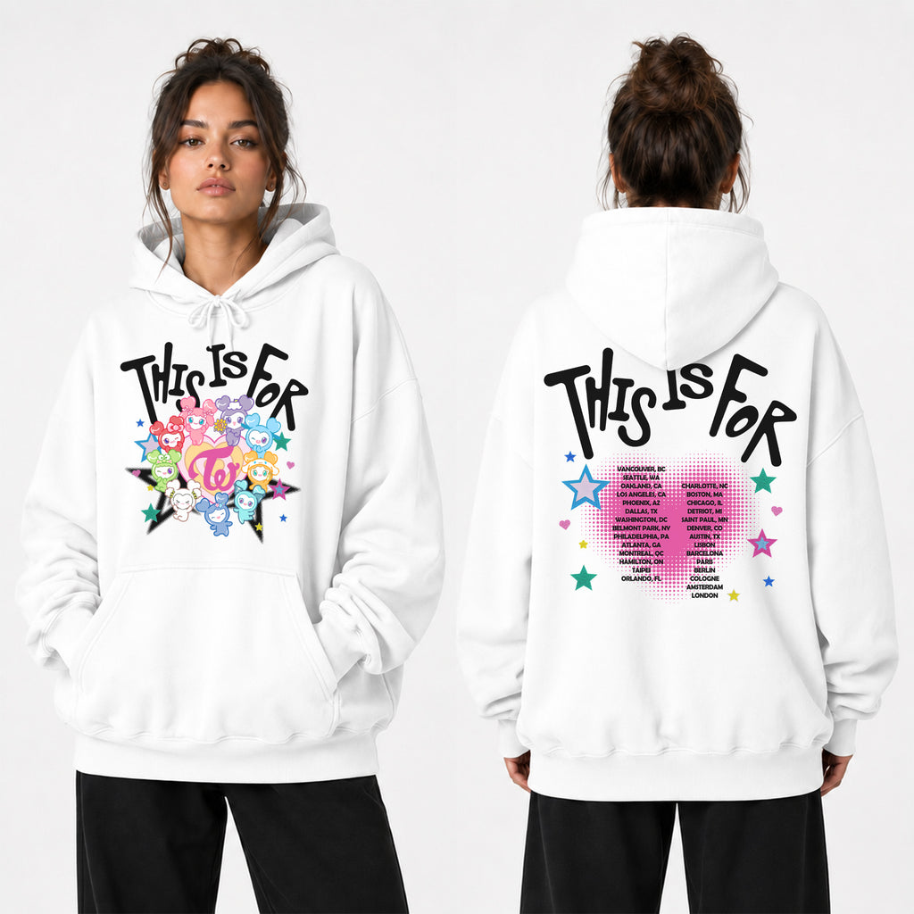 TWICE Graphic Lovelys This Is For Concert Hoodie - Women view, Y2K kpop concert hoodie