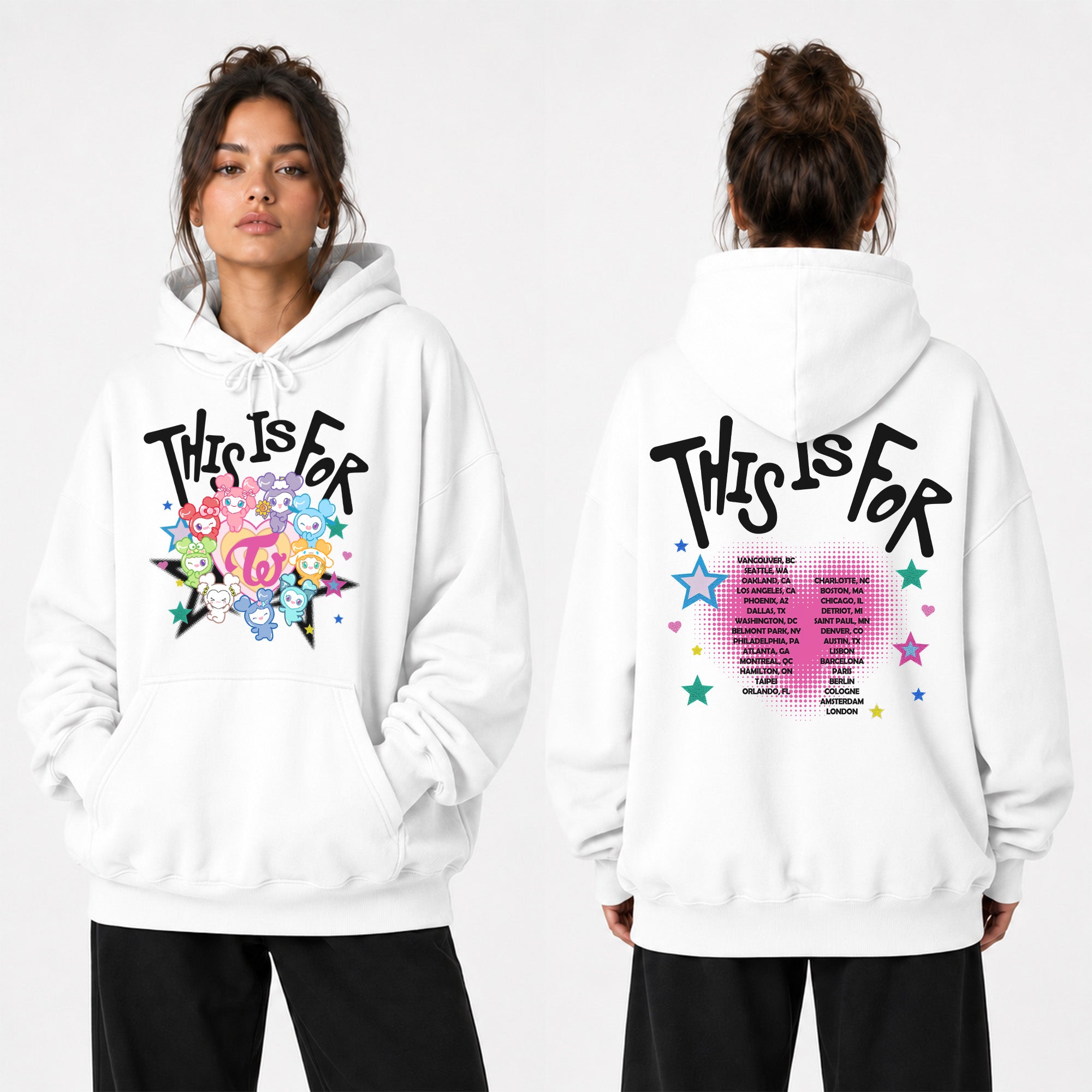 TWICE Graphic Lovelys This Is For Concert Hoodie - Women view, Y2K kpop concert hoodie