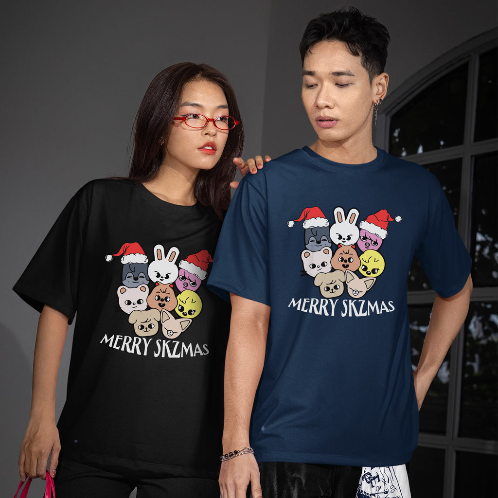 Stray Kids Merry Skzmas T-Shirt - Couple view, Y2K kpop concert tee