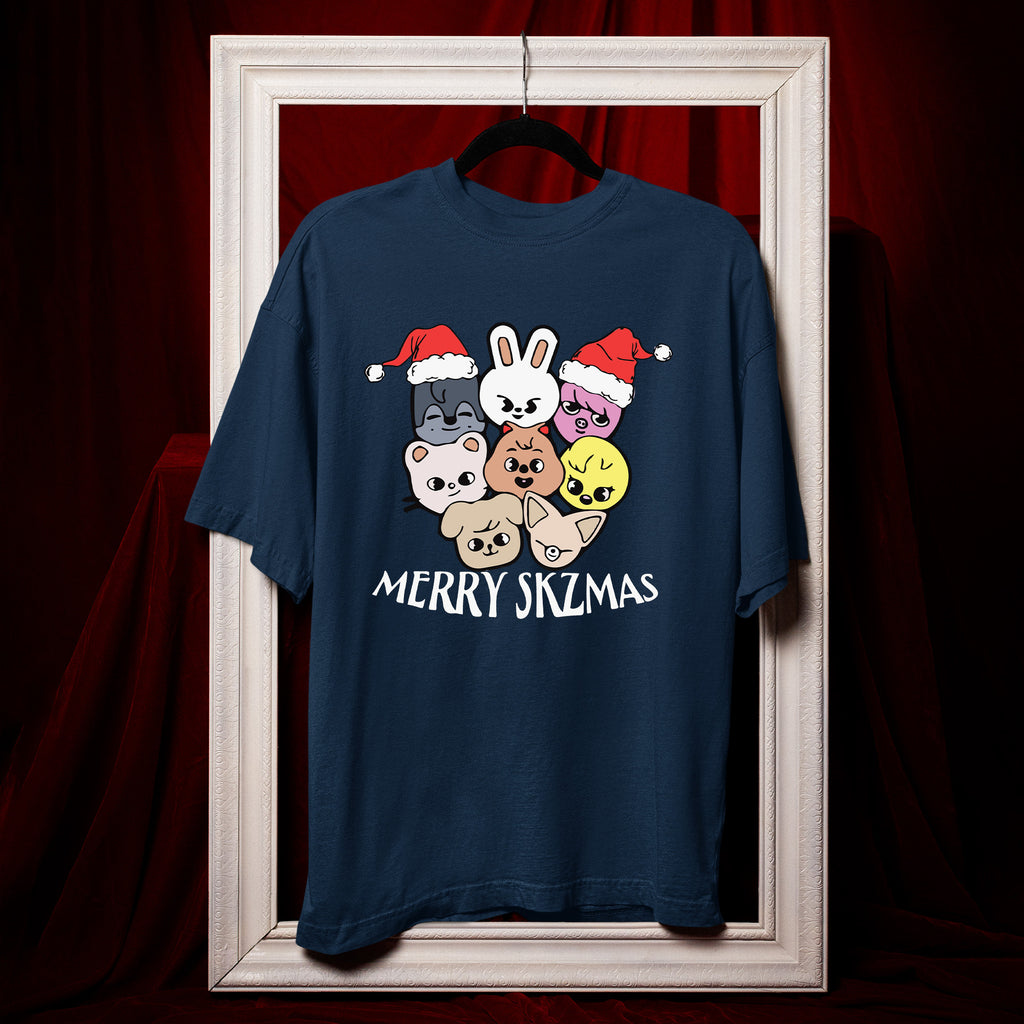 Stray Kids Merry Skzmas T-Shirt - Hang view, Y2K kpop concert tee