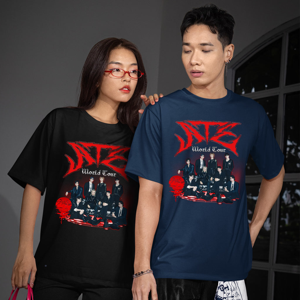 Stray Kids ATE Graphic Retro T-Shirt - Couple view, Y2K kpop concert tee