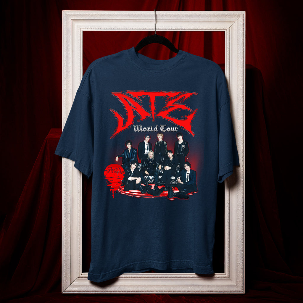 Stray Kids ATE Graphic Retro T-Shirt - Hang view, Y2K kpop concert tee