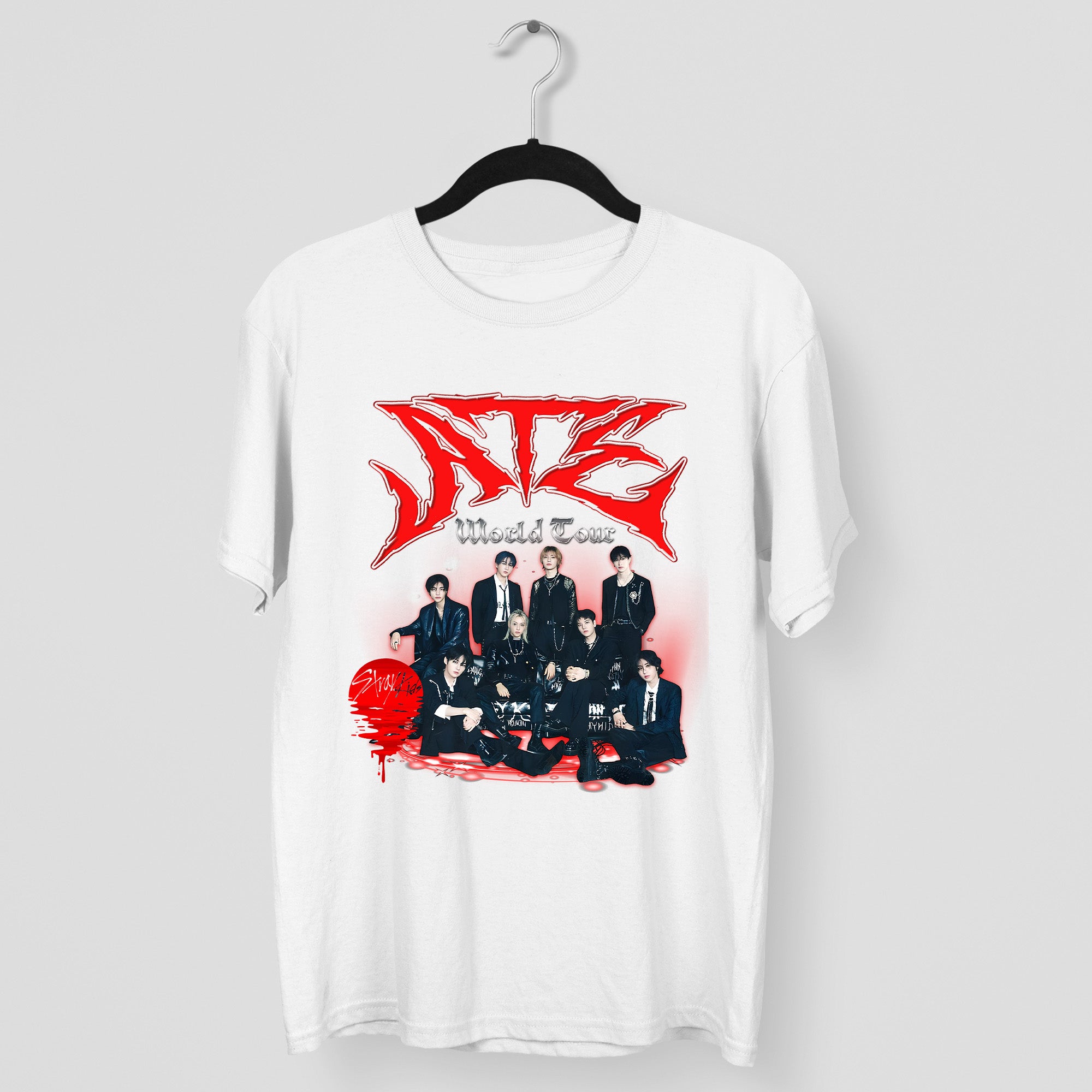 Stray Kids ATE Graphic Retro T-Shirt - Main view, Y2K kpop concert tee