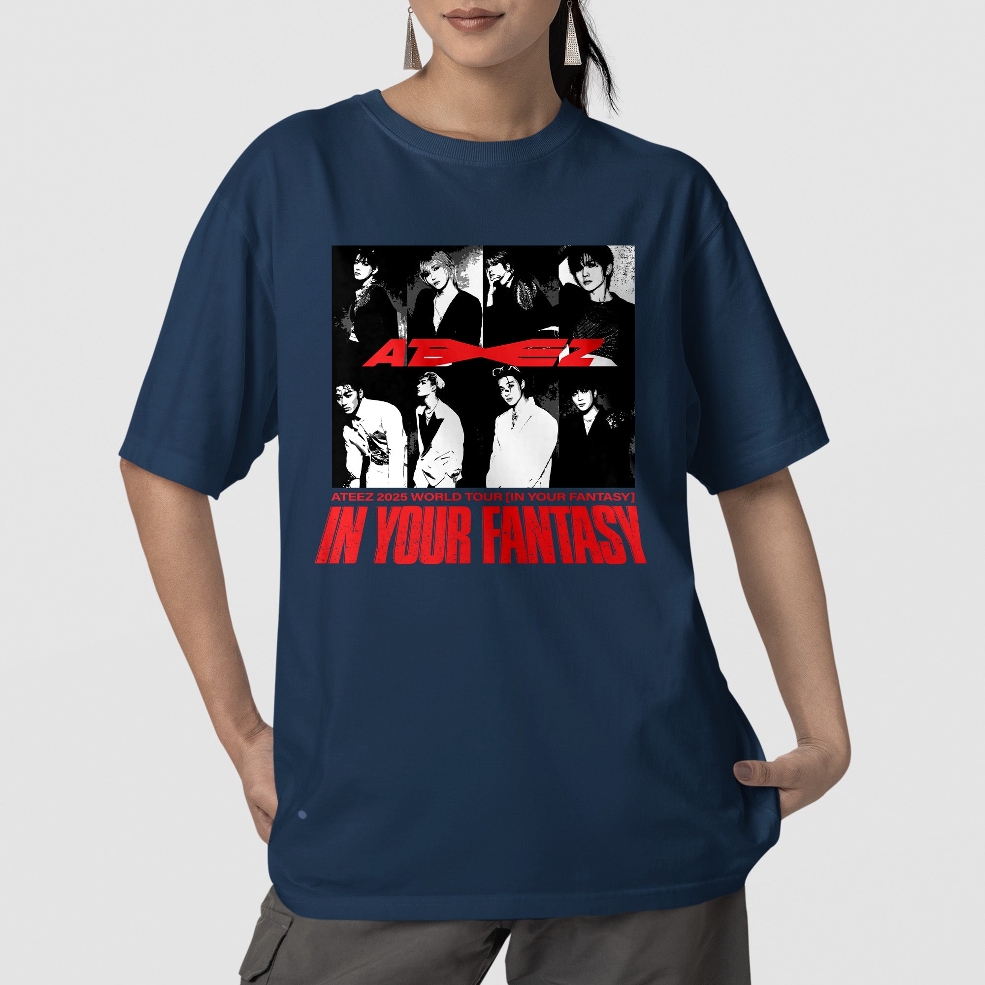 ATEEZ 2025 World Tour In Your Fantasy in North America T-Shirt - Front view, Y2K kpop concert tee