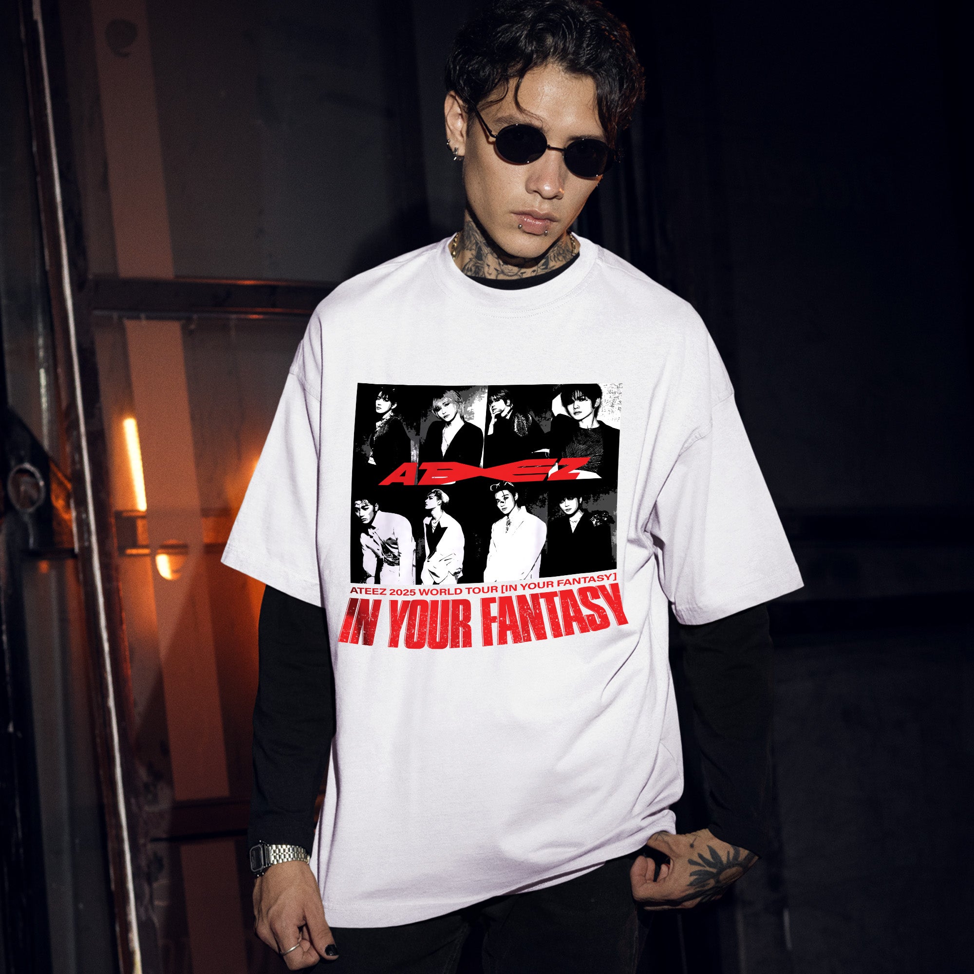 ATEEZ 2025 World Tour In Your Fantasy in North America T-Shirt - Men Front view, Y2K kpop concert tee