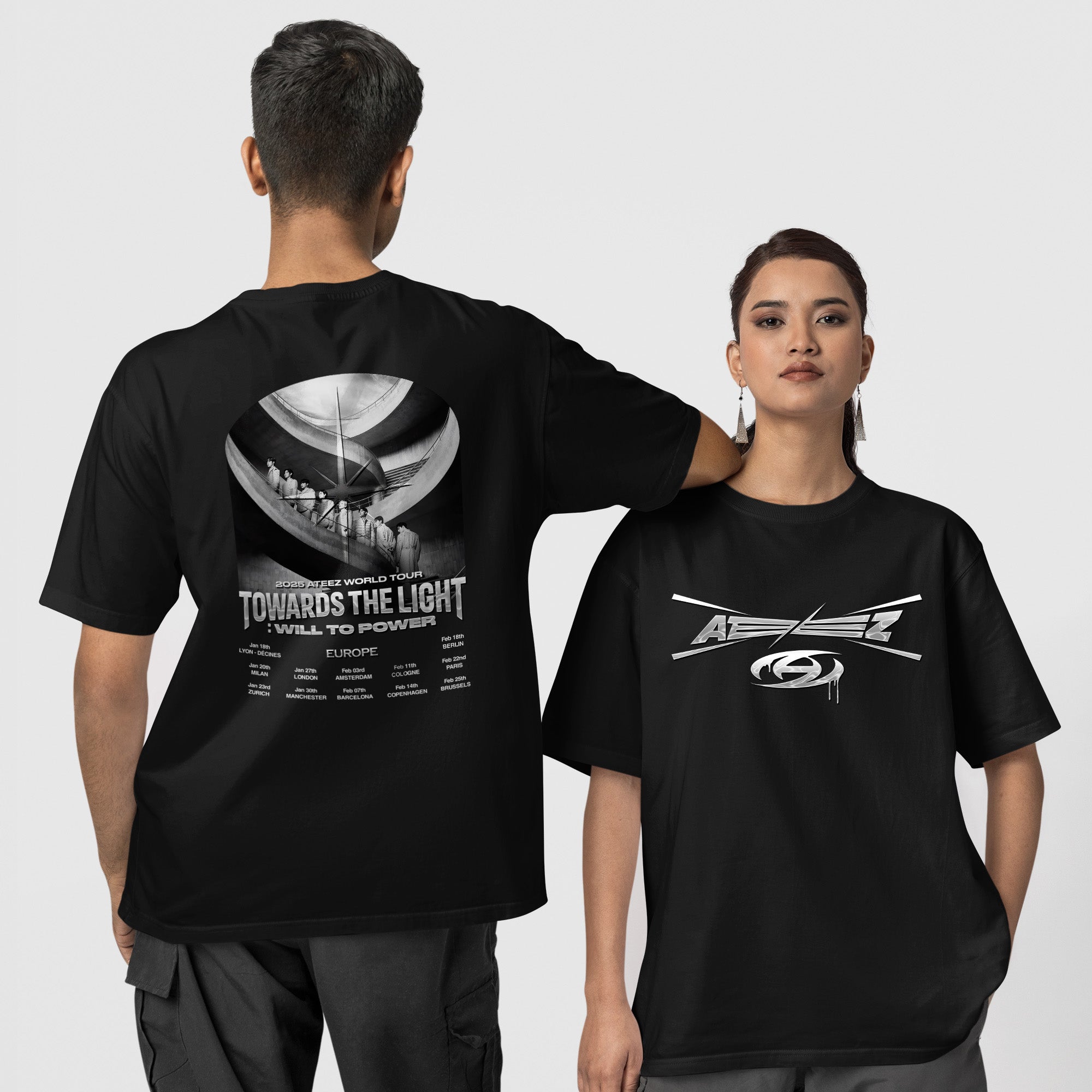 ATEEZ Concert 2025 In Europe T-Shirt - Couple 1 view, Y2K kpop concert tee
