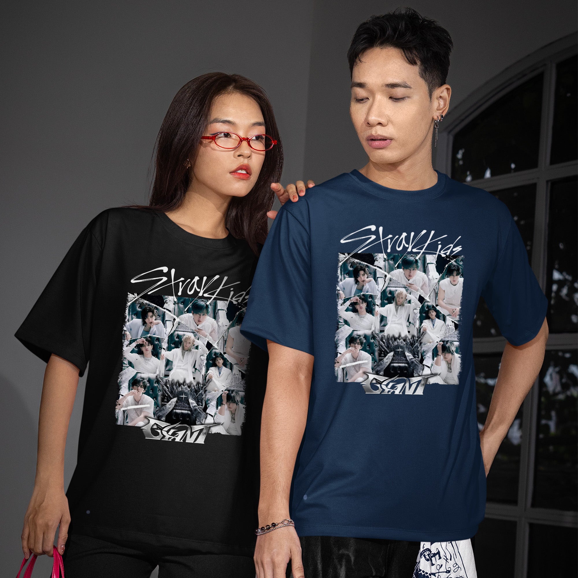 Stray Kids Giant Graphic T-Shirt - Couple view, Y2K kpop concert tee