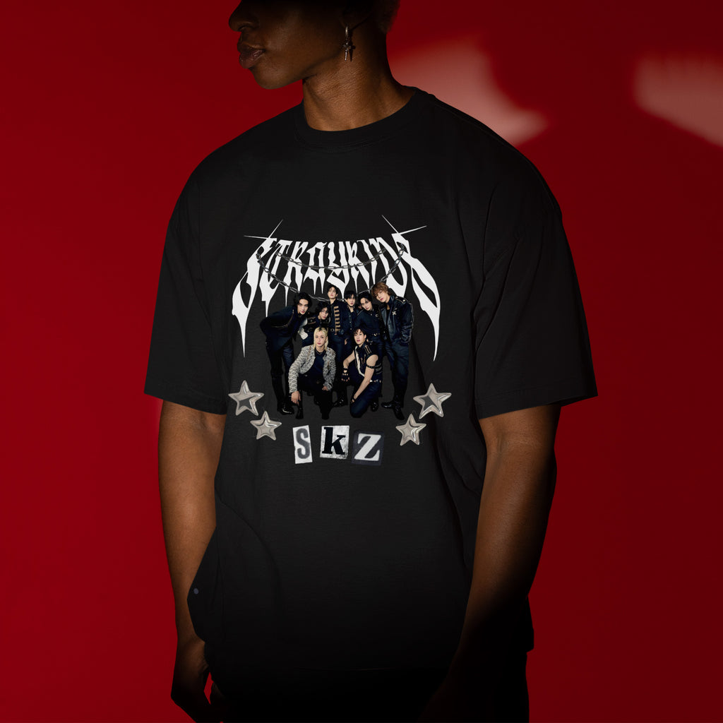 Stray Kids Logo T-Shirt - Men view, Y2K kpop concert tee