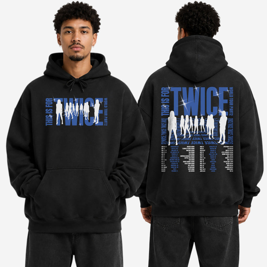 TWICE This Is For Tour 2026 Hoodie - Men view, Y2K kpop concert hoodie